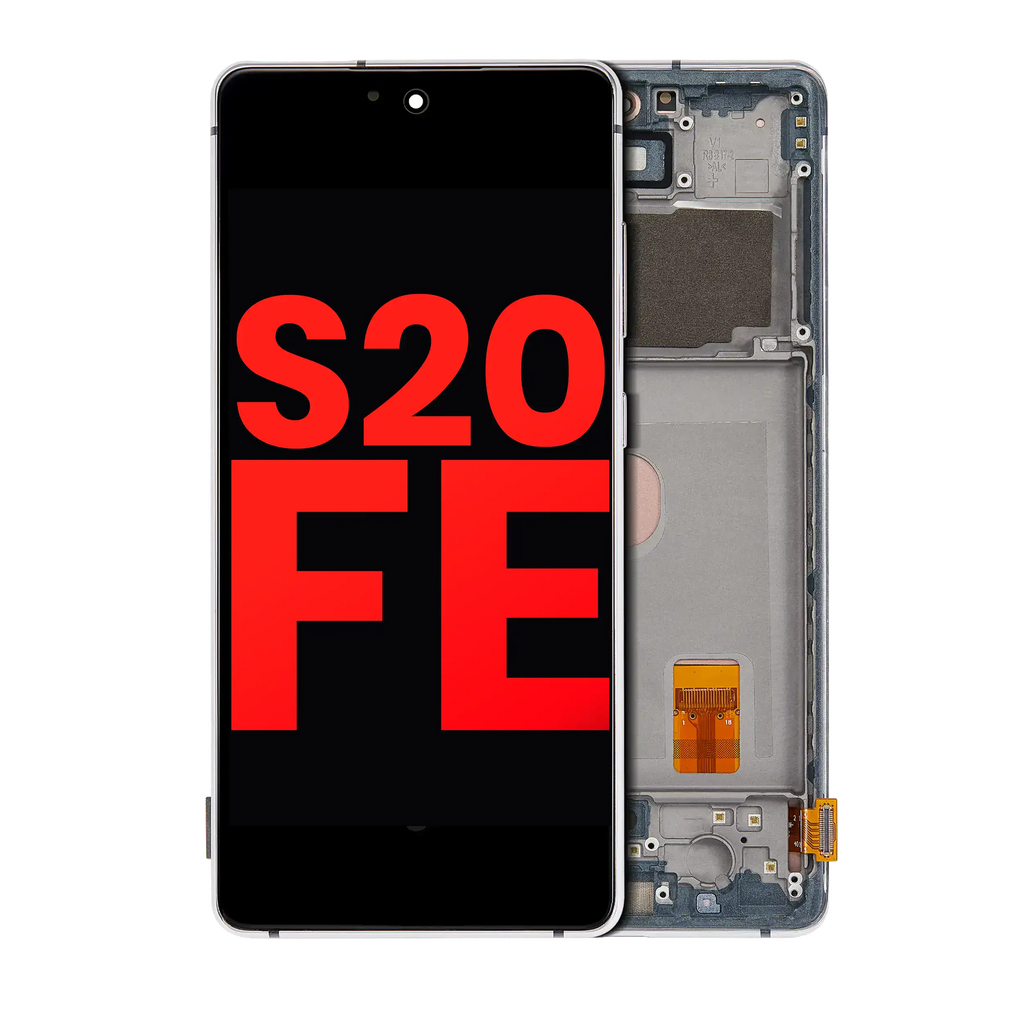 OLED-Display mit Rahmen für Samsung Galaxy S20 FE Cloud White (Aftermarket Plus)