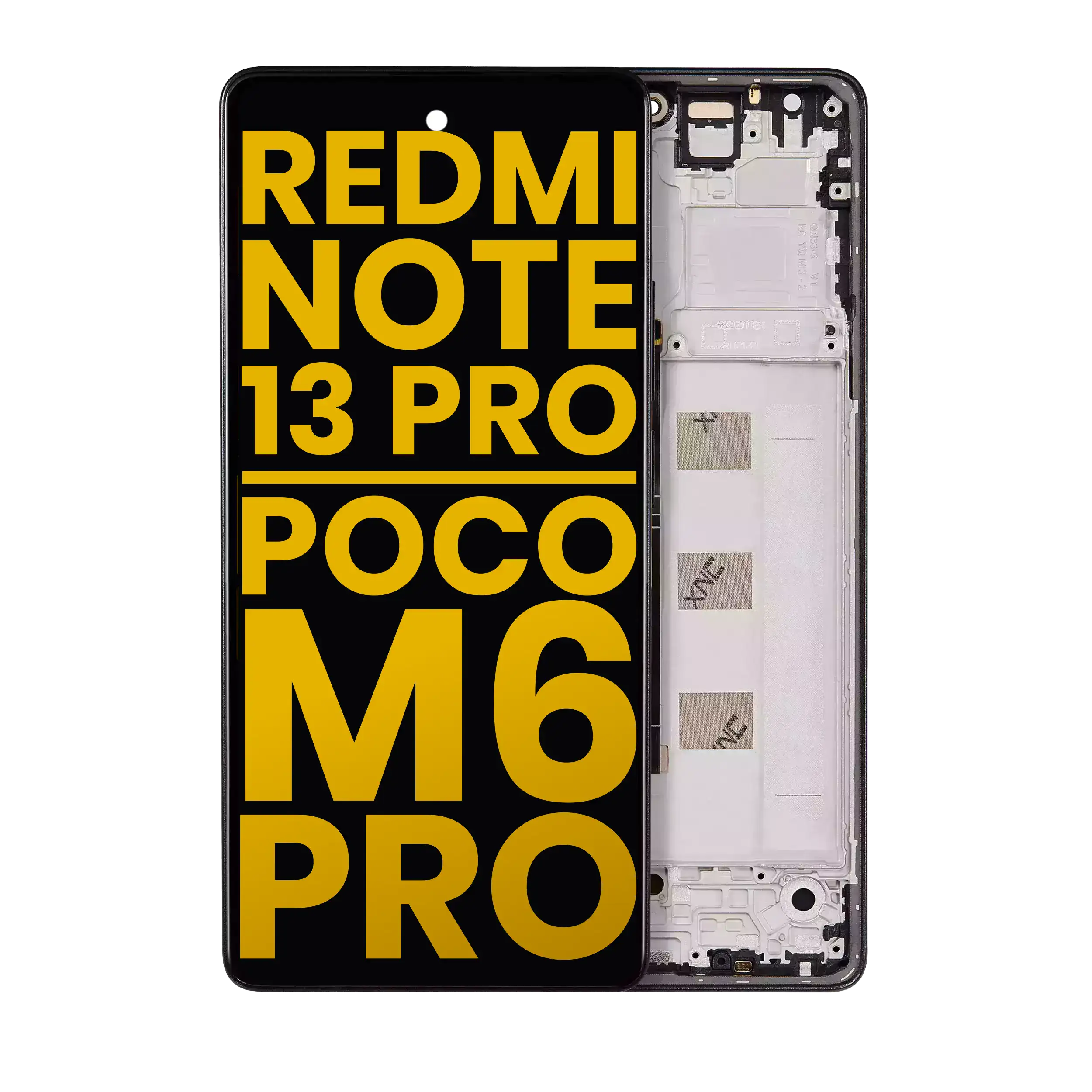 OLED Display with Frame for Xiaomi Redmi Note 13 Pro 4G, Poco M6 Pro 4G, and Redmi Note 14S (Refurbished) (Midnight Black)