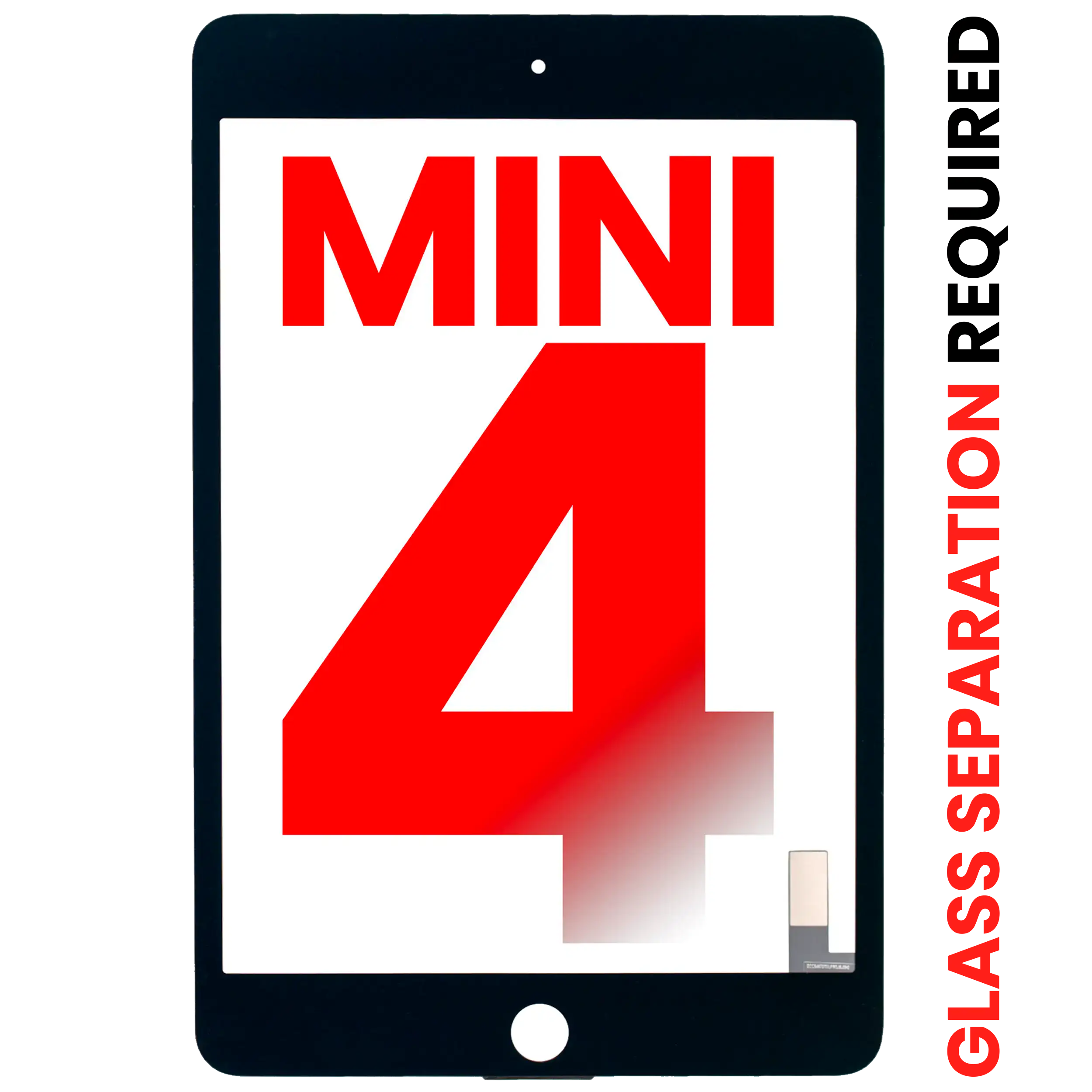 Apple iPad Mini 4 Digitizer Aftermarket Plus Schwarz Glasablösung nötig