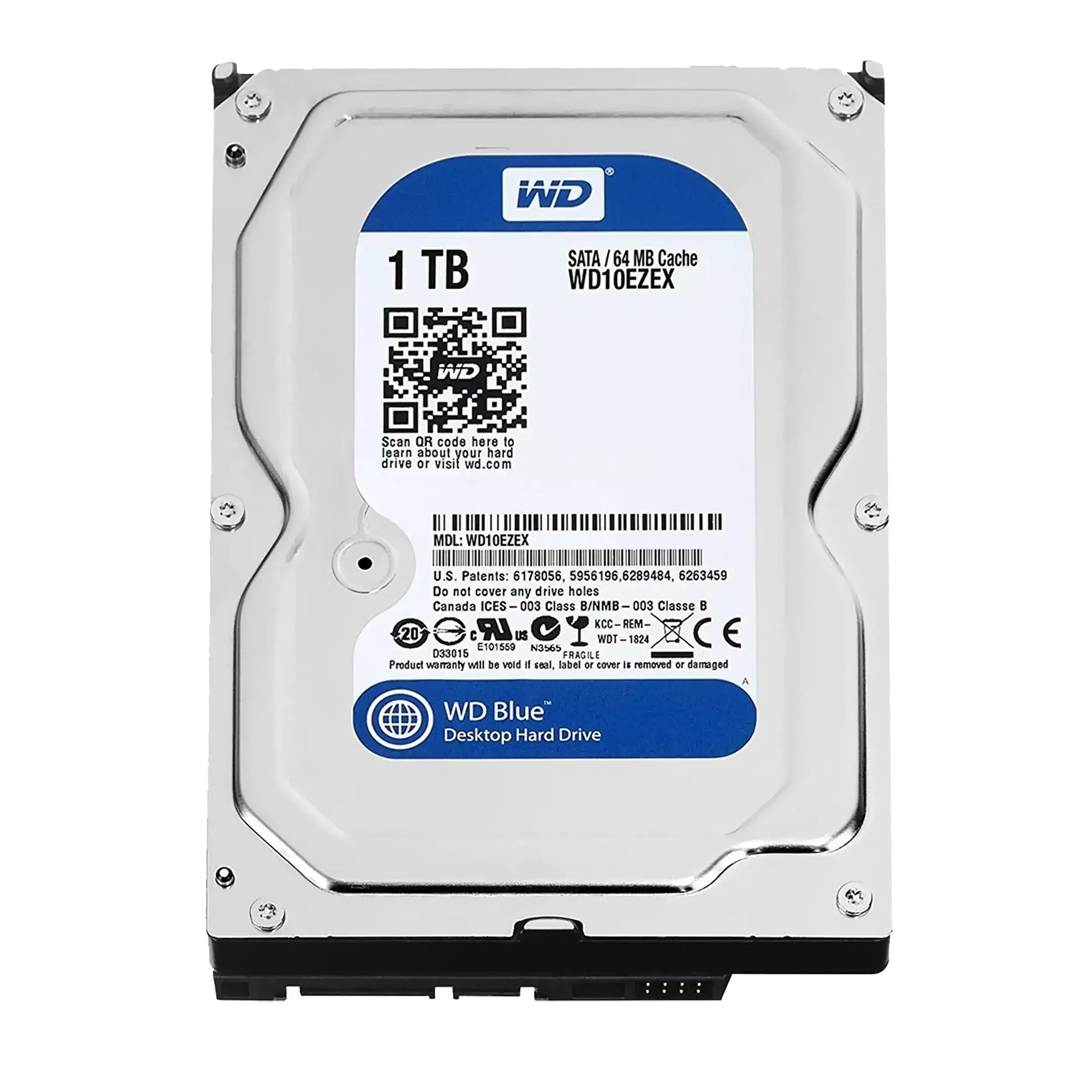 1TB WD Blue 3,5" HDD Interne Festplatte - 7200 U/min (26mm) Generalüberholt