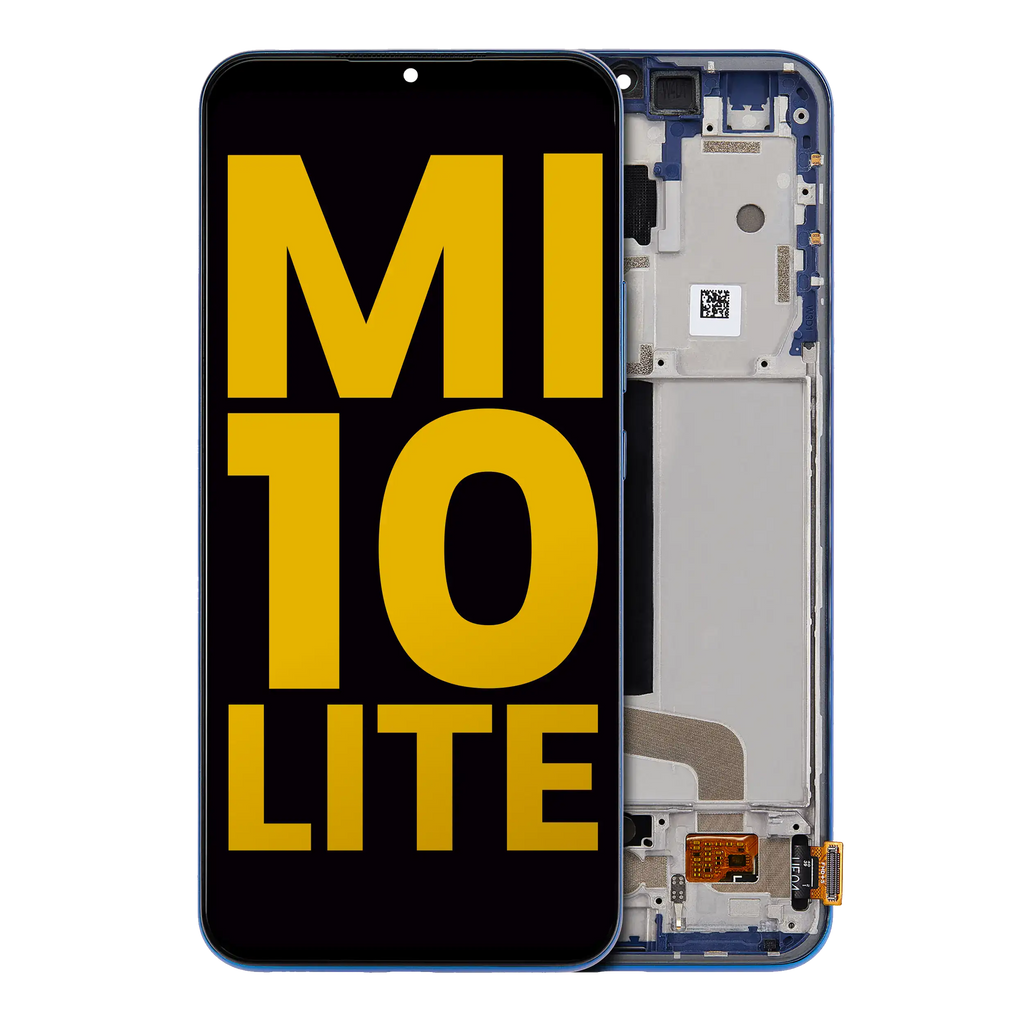 OLED-Display mit Rahmen für Xiaomi Mi 10 Lite 5G (Refurbished) (Aurora Blue)
