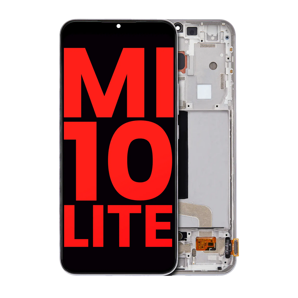 OLED Display with Frame for Xiaomi Mi 10 Lite 5G (Aftermarket Plus) (Dream White)