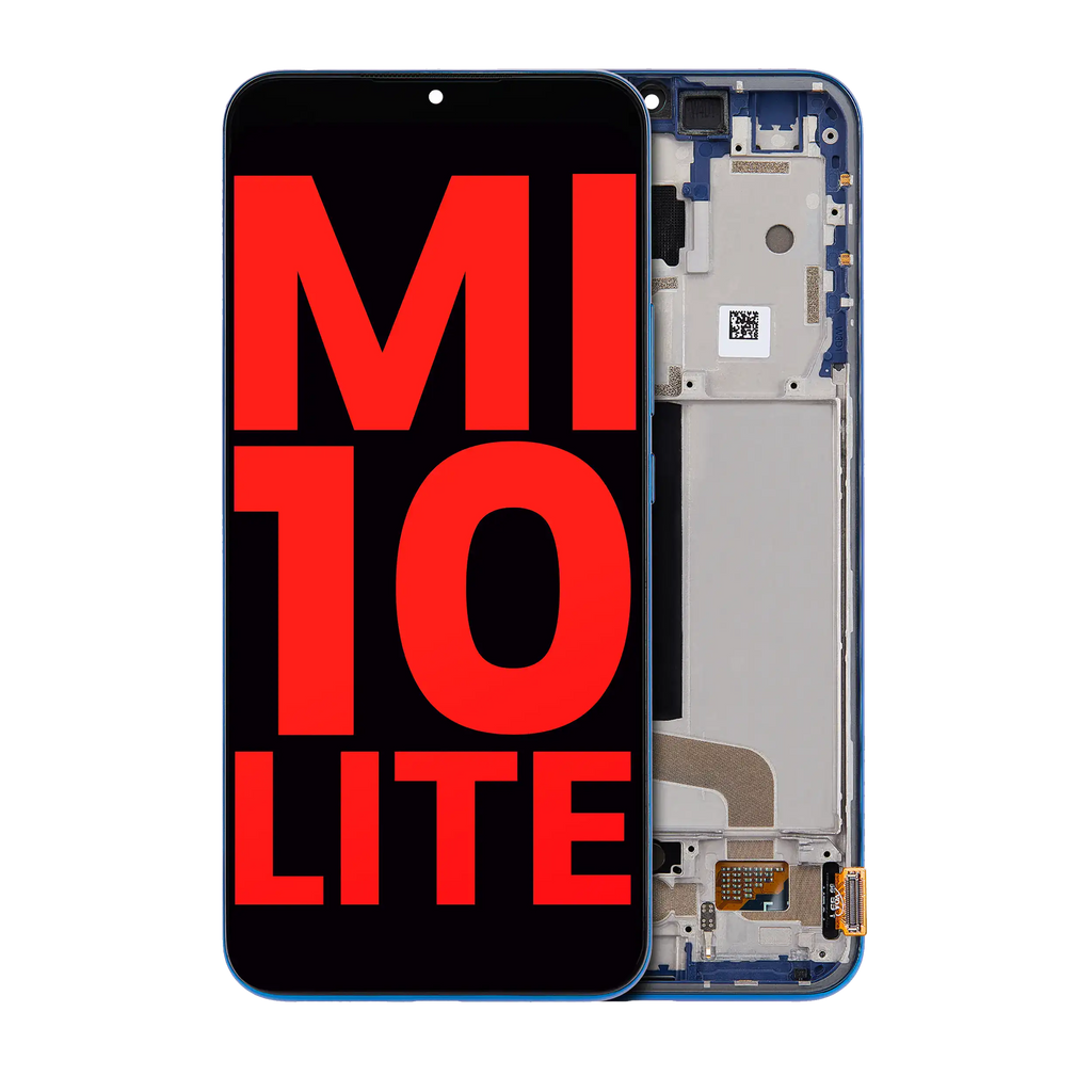 OLED-Display mit Rahmen Xiaomi Mi 10 Lite 5G (Aftermarket Plus) (Aurora Blue)