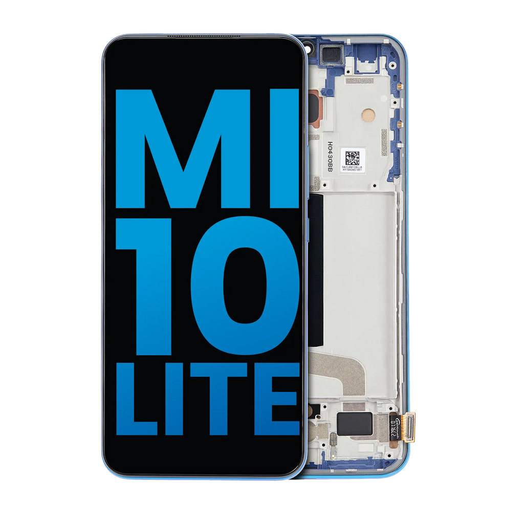 LCD-Display mit Rahmen für Xiaomi Mi 10 Lite 5G (Aftermarket: Incell) (Aurora Blue)