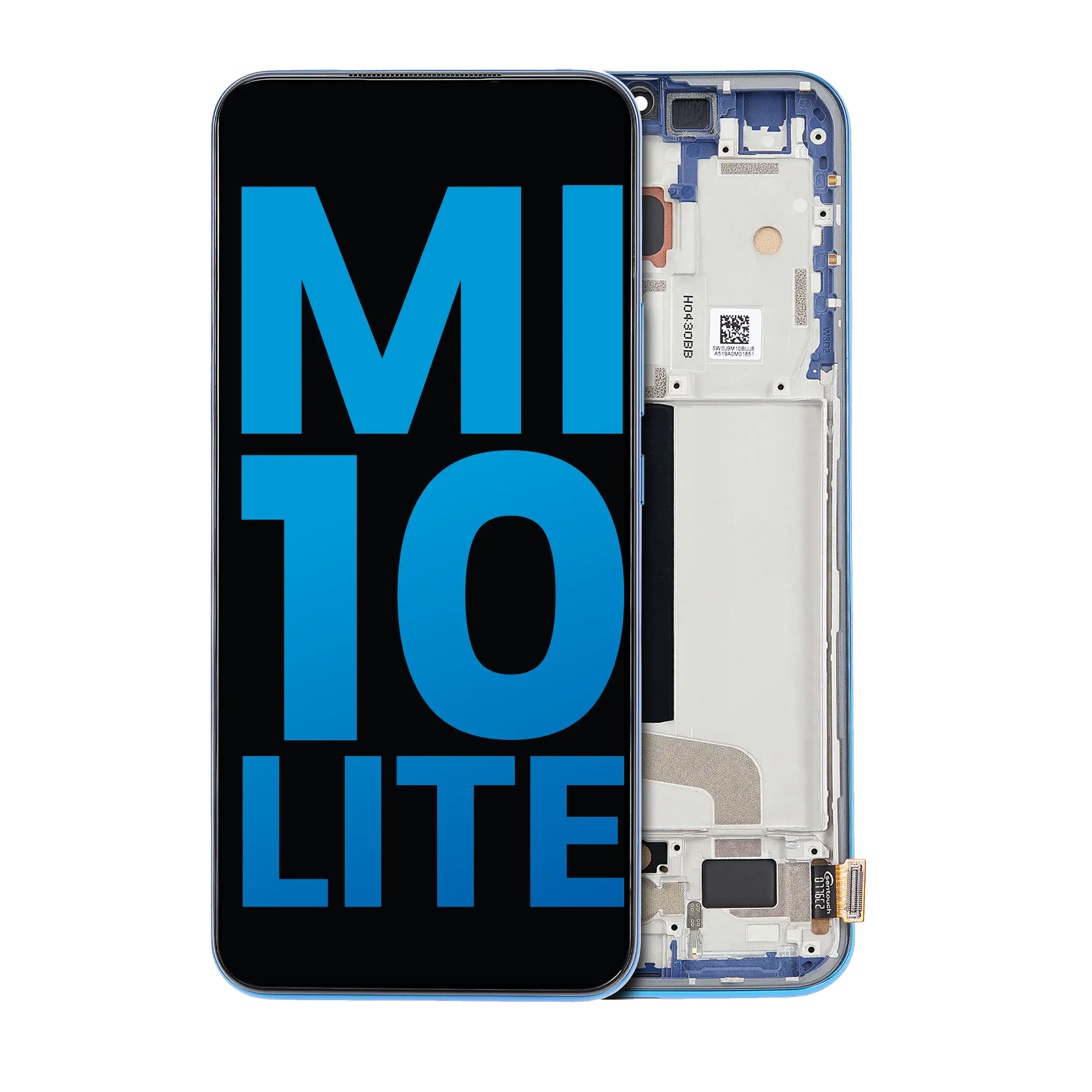 LCD-Display mit Rahmen für Xiaomi Mi 10 Lite 5G (Aftermarket: Incell) (Aurora Blue)
