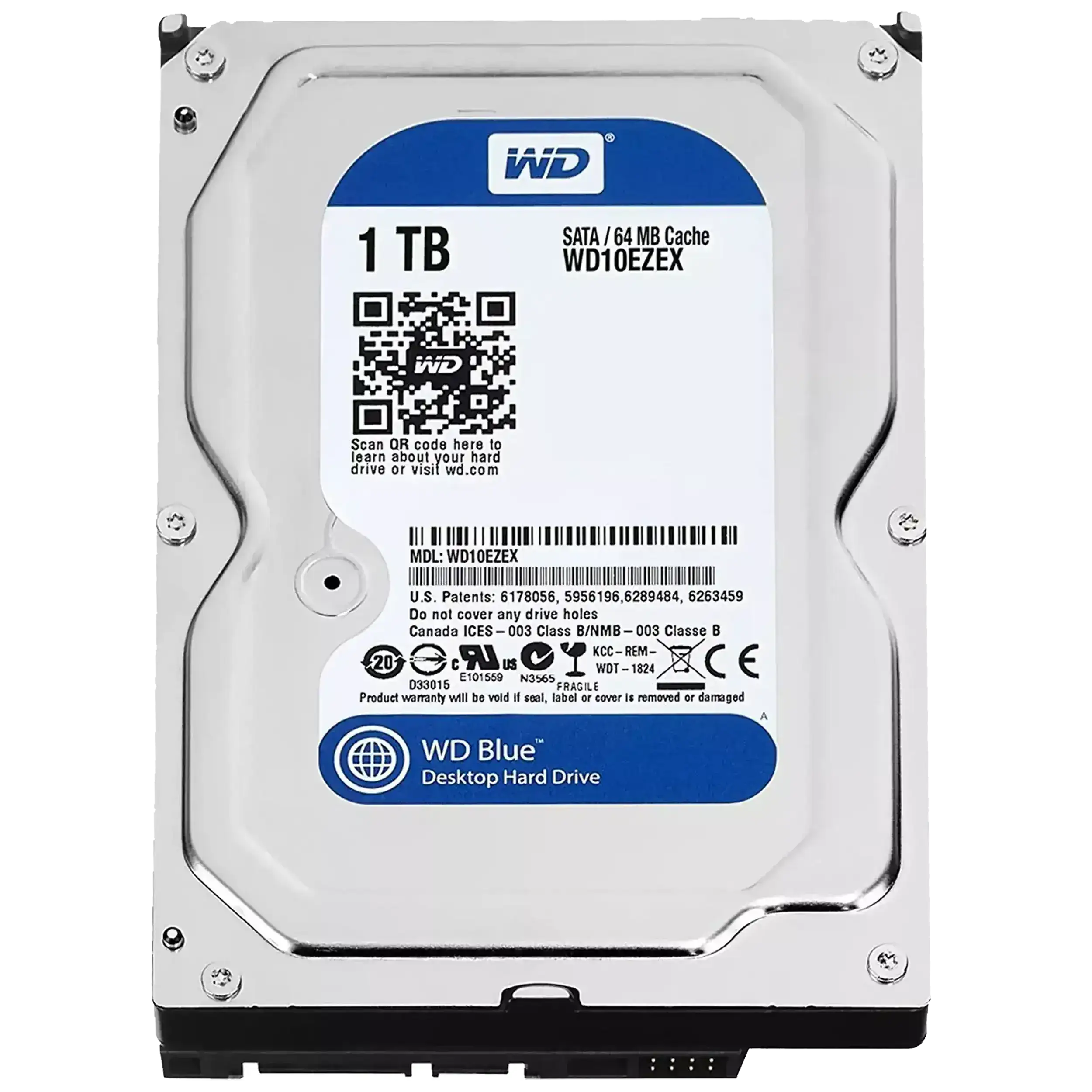 1TB WD Blue 3,5" HDD Interne Festplatte - 7200 U/min (26mm) Generalüberholt