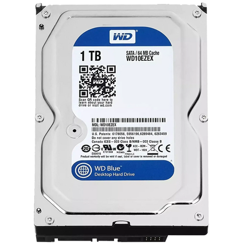 1TB WD Blue 3,5" HDD Interne Festplatte - 7200 U/min (26mm) Generalüberholt