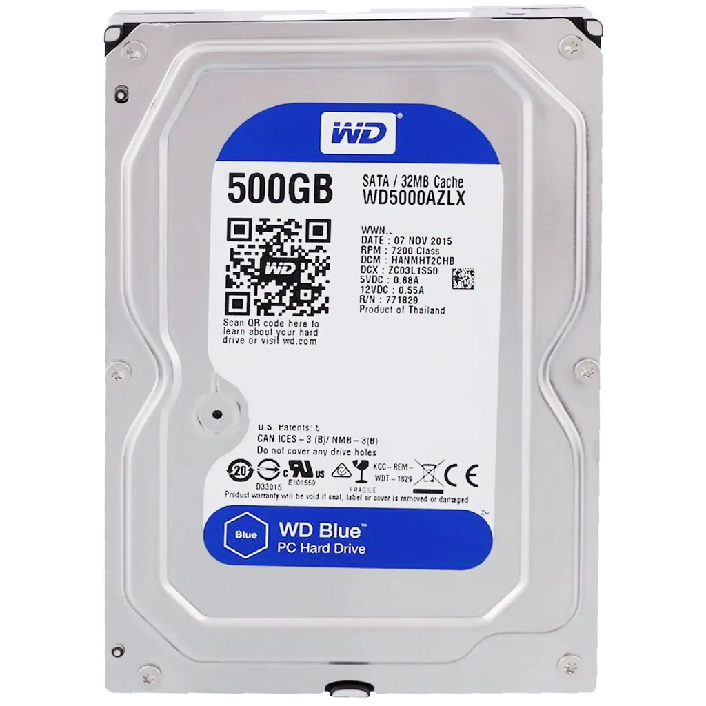 500GB WD Blue 3.5" Interne Festplatte HDD - 7200 U/min (26mm) (Refurbished)