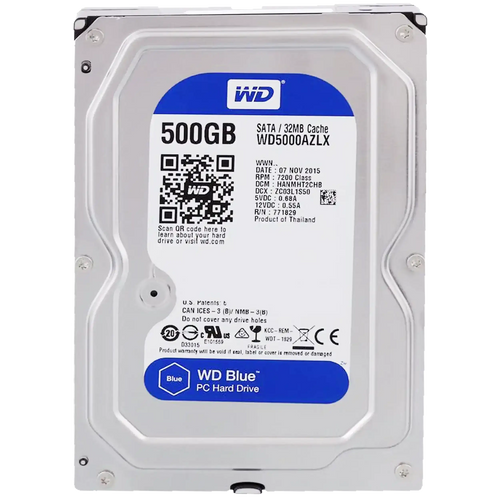 500GB WD Blue 3.5" Internal Hard Drive HDD - 7200 RPM (26mm) (Refurbished)