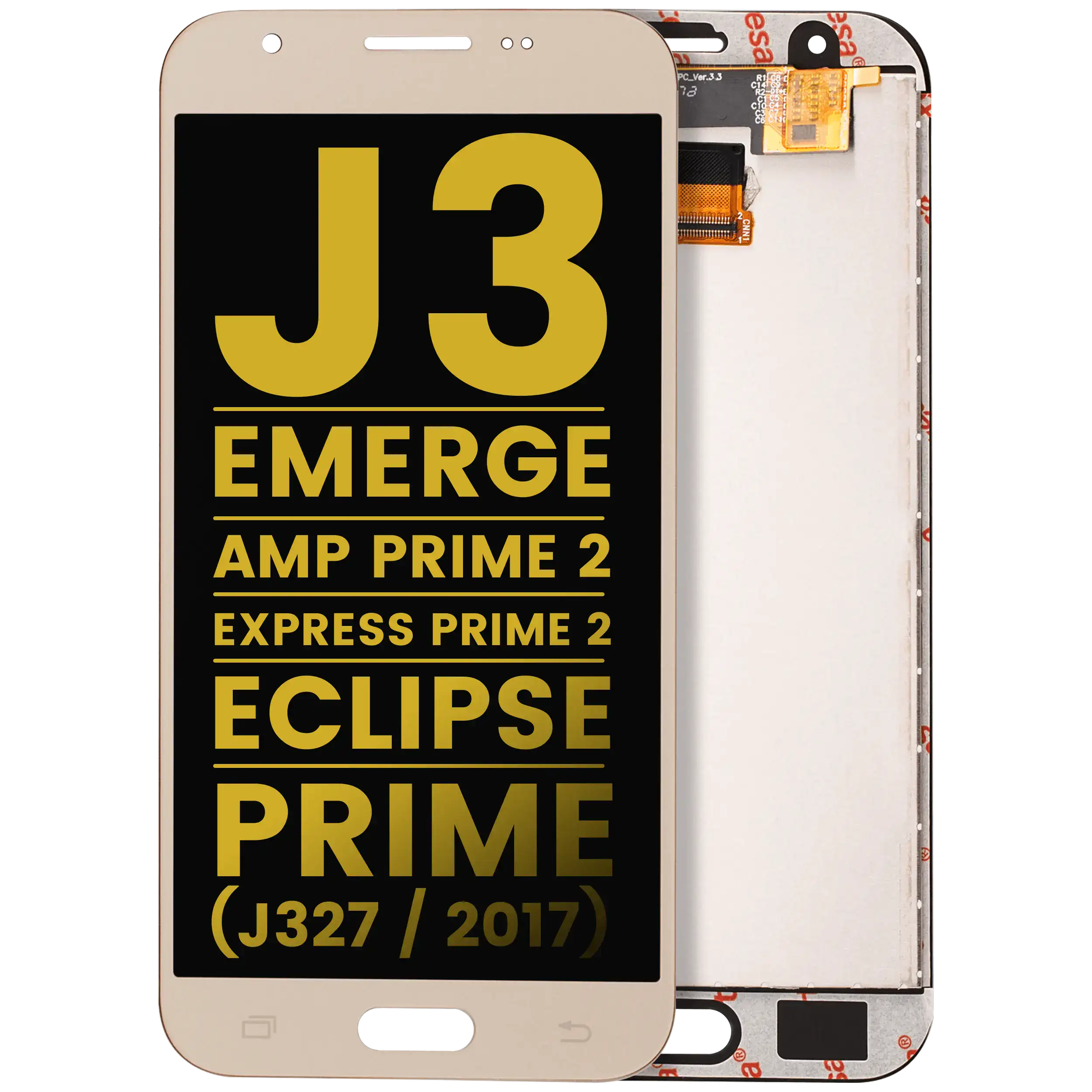 LCD-Display ohne Rahmen für Samsung Galaxy J3 / Emerge / Amp Prime 2 / Express Prime 2 / Eclipse / Prime (J327 / 2017) (Refurbished) (Gold)