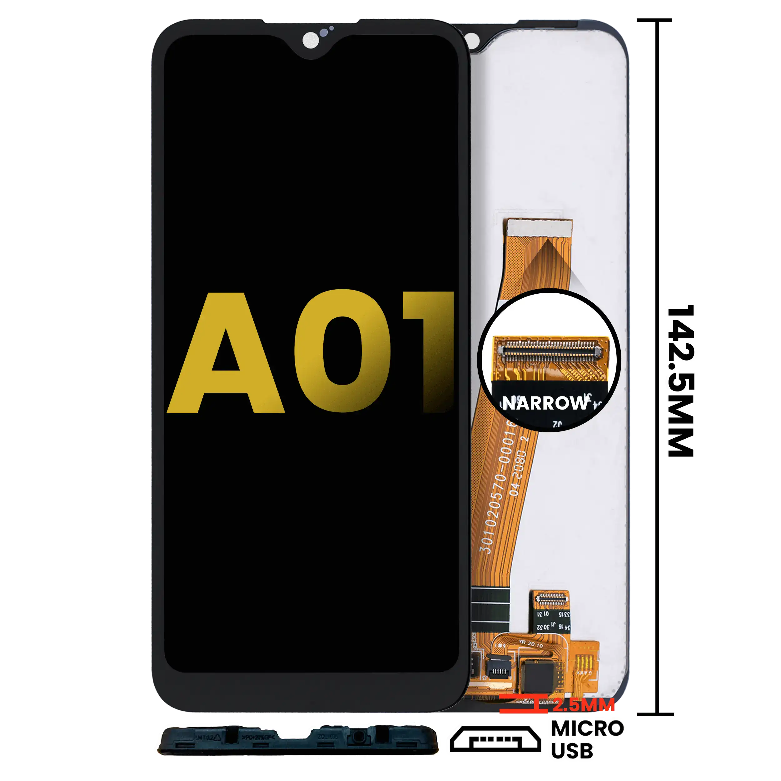 LCD-Montage ohne Rahmen Samsung Galaxy A01 Refurbished Alle Farben