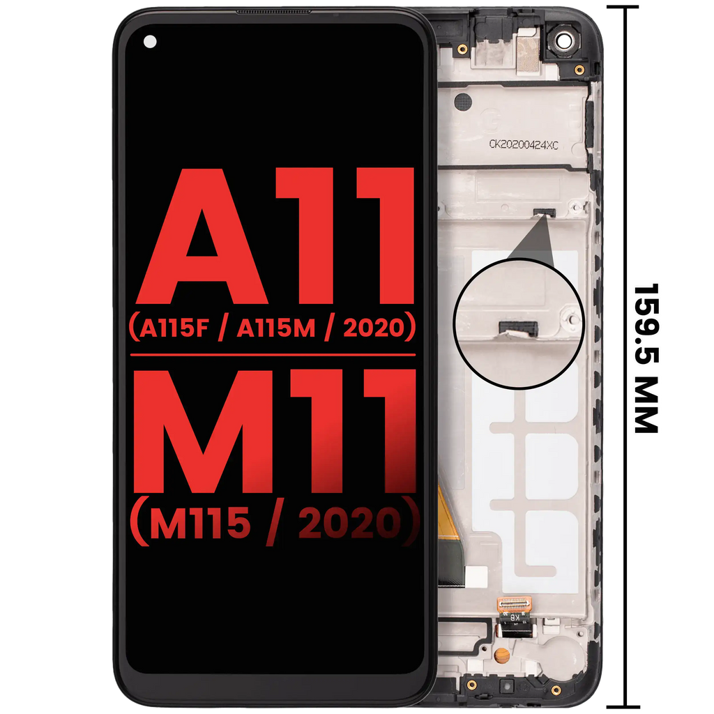 LCD-Display mit Rahmen für Samsung Galaxy A11/M11 (2020) - Aftermarket Plus