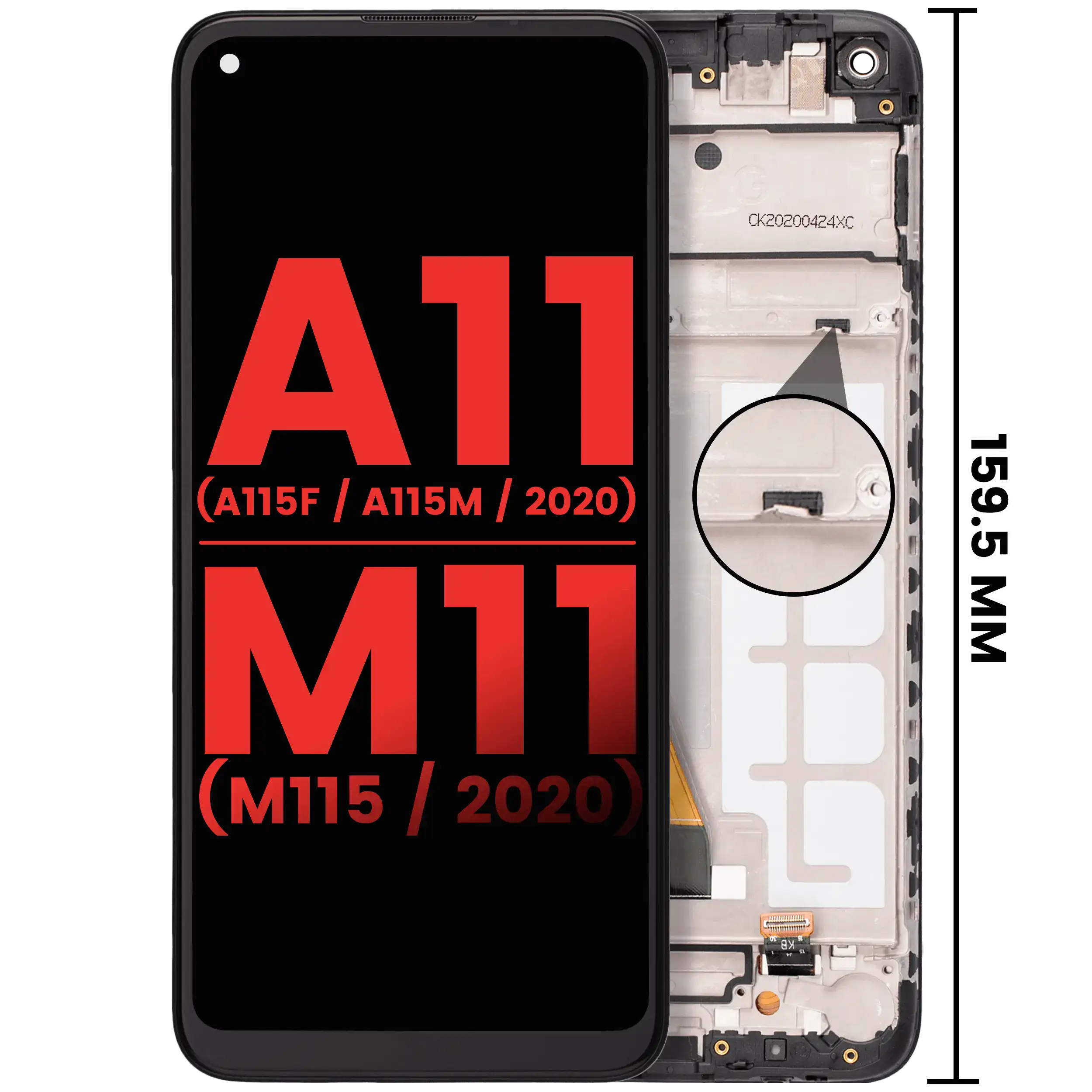 LCD-Display mit Rahmen für Samsung Galaxy A11/M11 (2020) - Aftermarket Plus