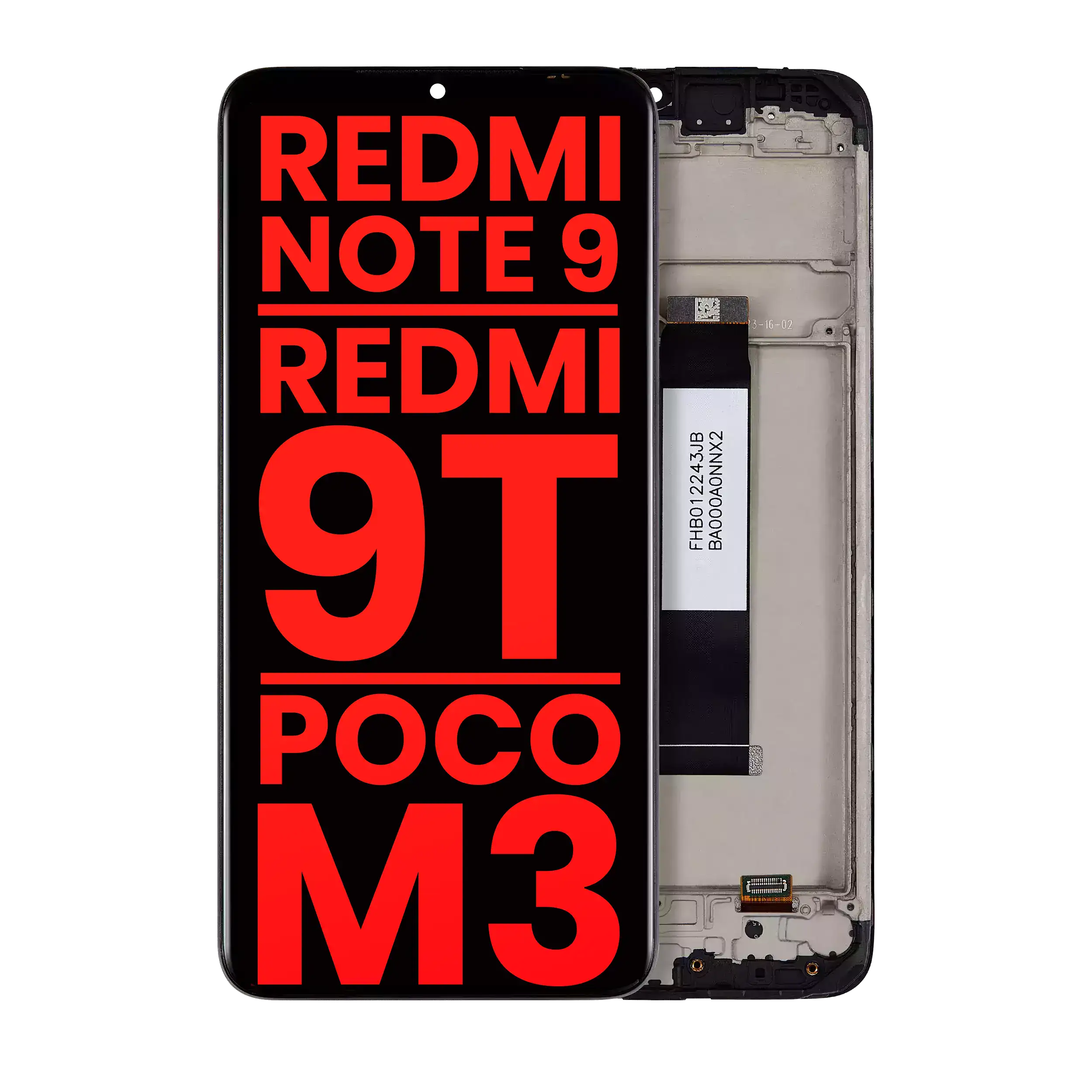 LCD-Display mit Rahmen für Xiaomi Redmi Note 9 4G / 9T / Poco M3 / 9 Power – Aft