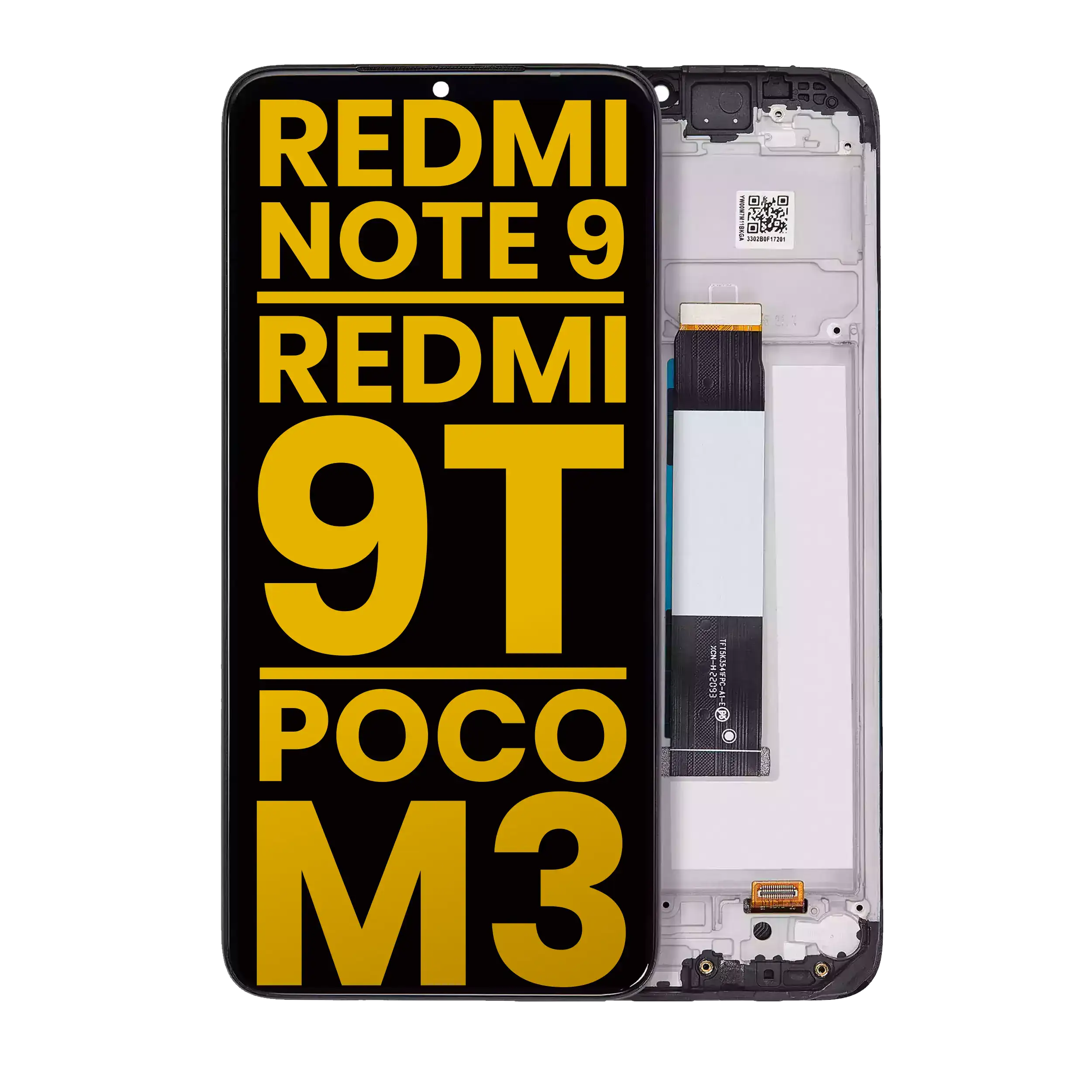 LCD with Frame for Xiaomi Redmi Note 9 4G / Redmi 9T / Poco M3 / Redmi 9 Power (Refurbished, All Colors)