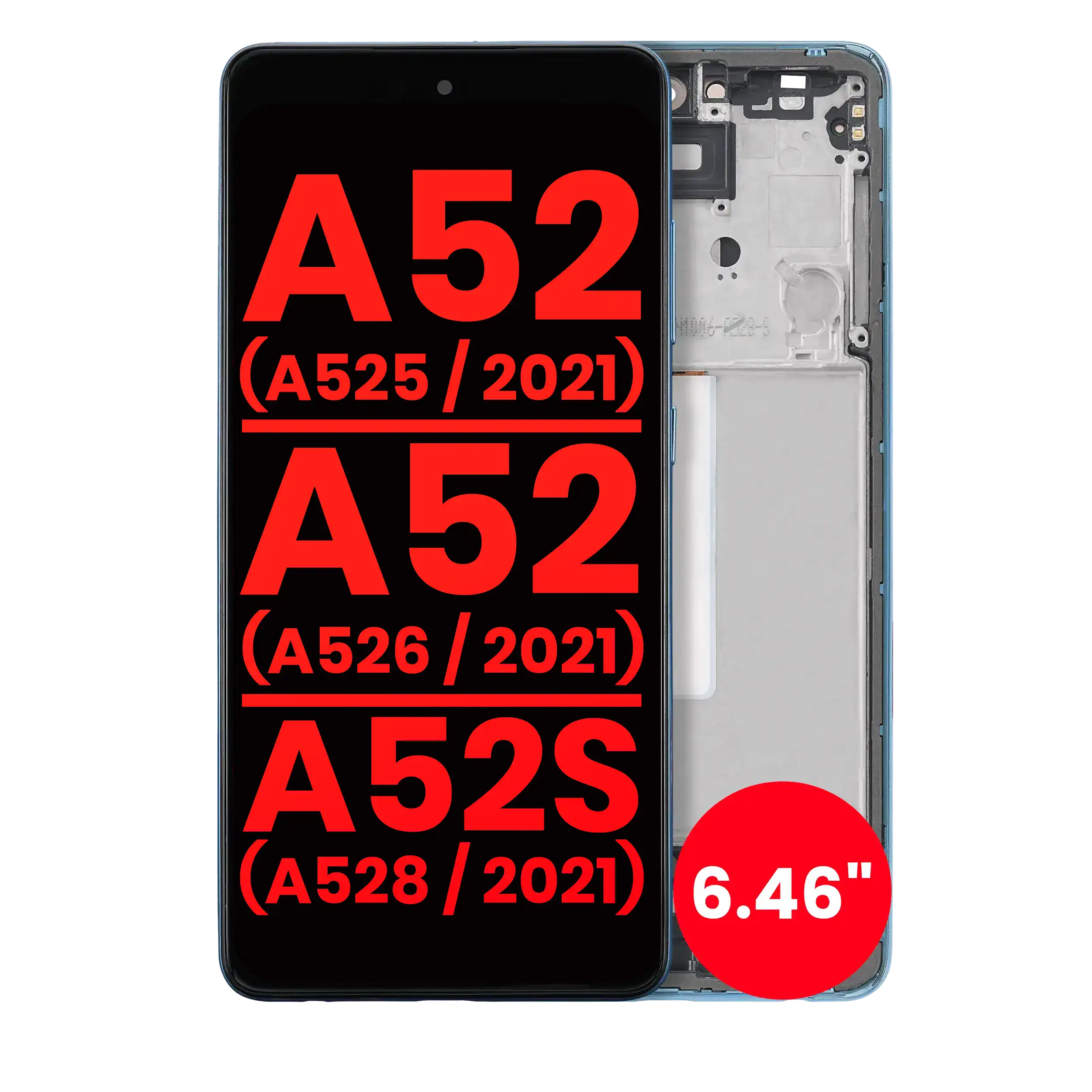 OLED m. Rahmen Samsung Galaxy A52/A52s Awesome Blue Aftermarket Plus