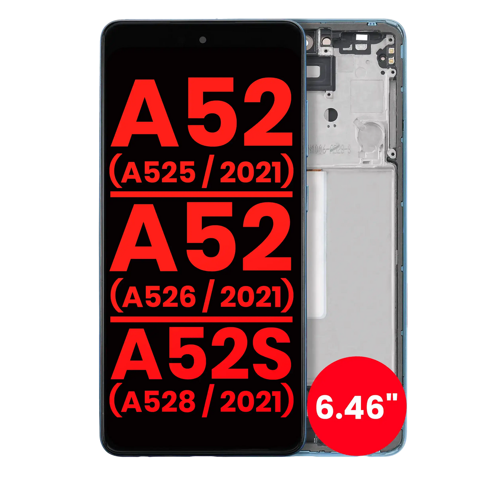 OLED m. Rahmen Samsung Galaxy A52/A52s Awesome Blue Aftermarket Plus