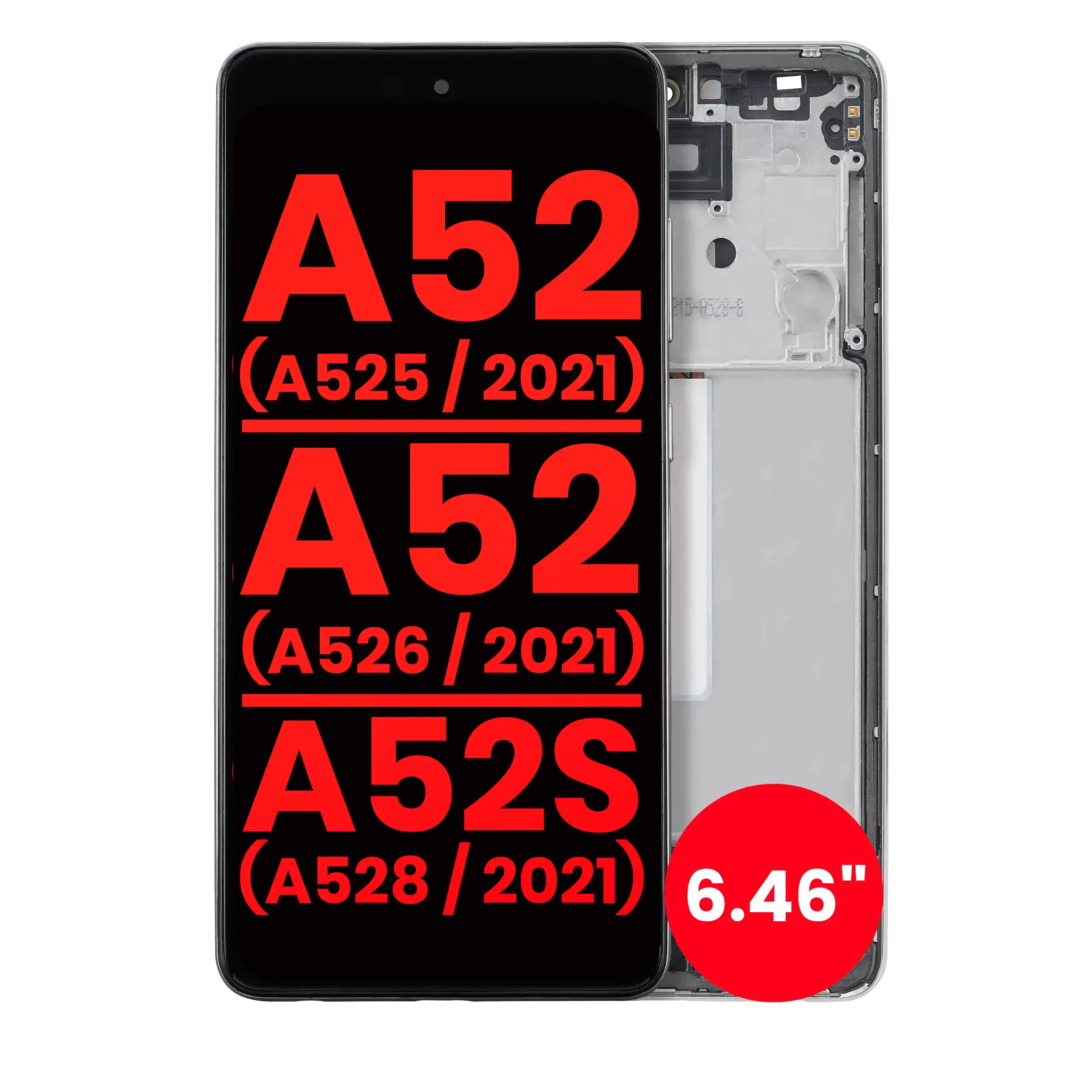 OLED Display with Frame for Samsung Galaxy A52 4G (A525 / 2021) / A52 5G (A526 / 2021) / A52S 5G (A528 / 2021) (6.46") (Aftermarket Plus) (Awesome White)
