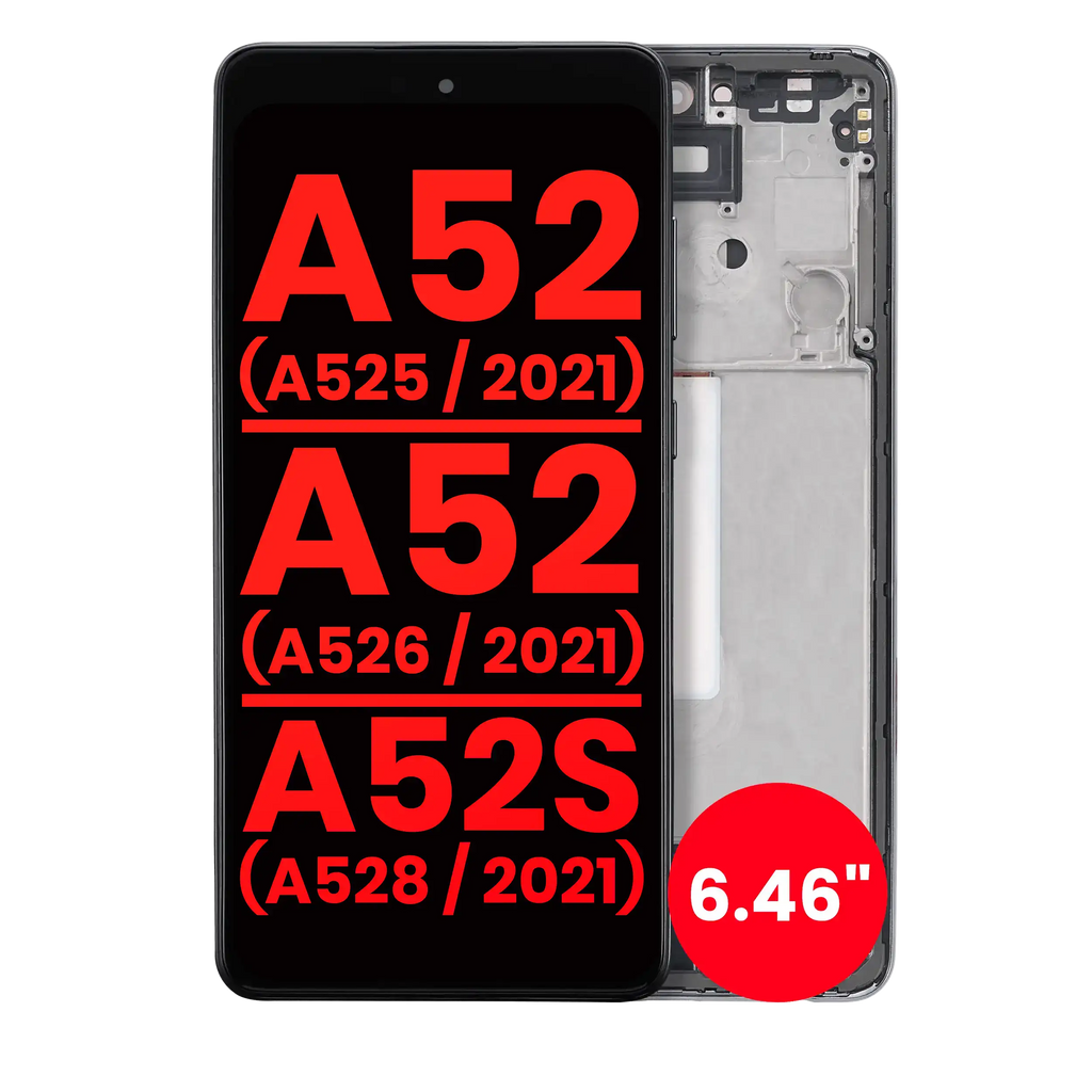 OLED Display with Frame for Samsung Galaxy A52 4G (A525/2021) / A52 5G (A526/2021) / A52S 5G (A528/2021) (6.46") (Aftermarket Plus) (Awesome Black)