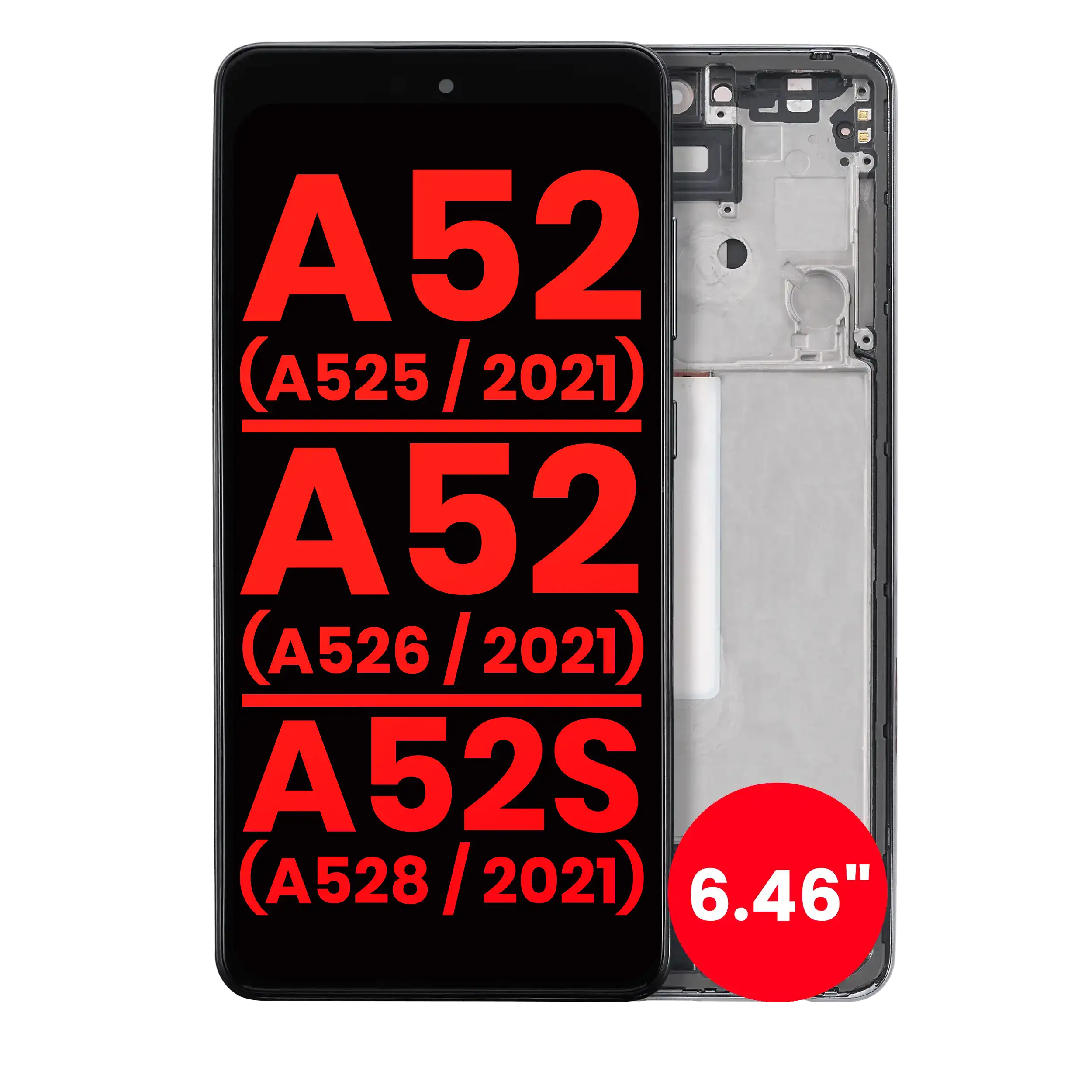 OLED Display with Frame for Samsung Galaxy A52 4G (A525/2021) / A52 5G (A526/2021) / A52S 5G (A528/2021) (6.46") (Aftermarket Plus) (Awesome Black)