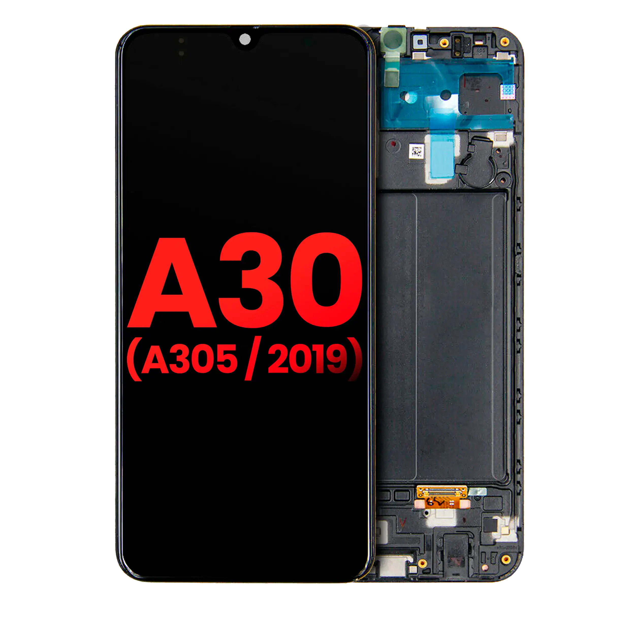 OLED-Display m. Rahmen f. Samsung Galaxy A30 – Aftermarket Plus (Alle Farben)