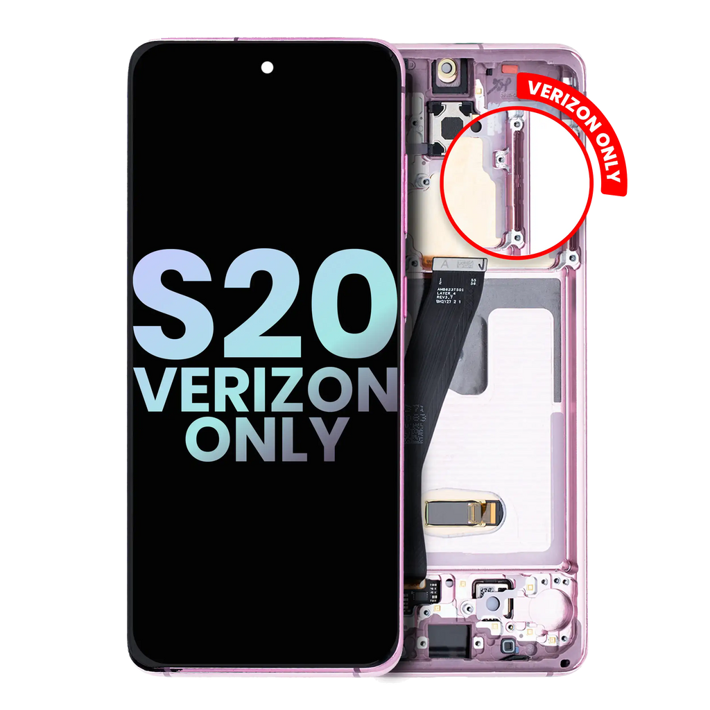 OLED Display with Frame for Samsung Galaxy S20 5G (Verizon 5G UW, Frame Only) (Service Pack) (Cloud Pink)