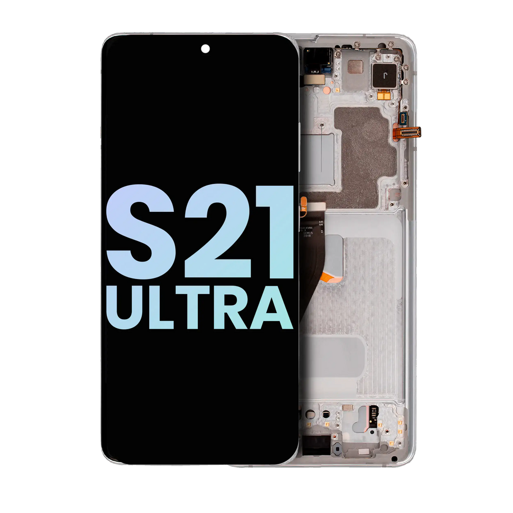OLED-Komplettdisplay mit Rahmen für Samsung S21 Ultra (Service Pack) Silber