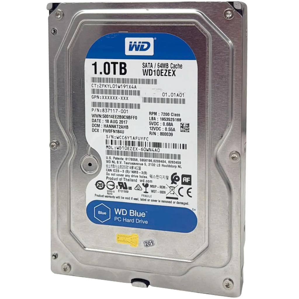 1TB WD Blue 3.5" HDD Internal Hard Drive - 7200 RPM (26mm) Refurbished