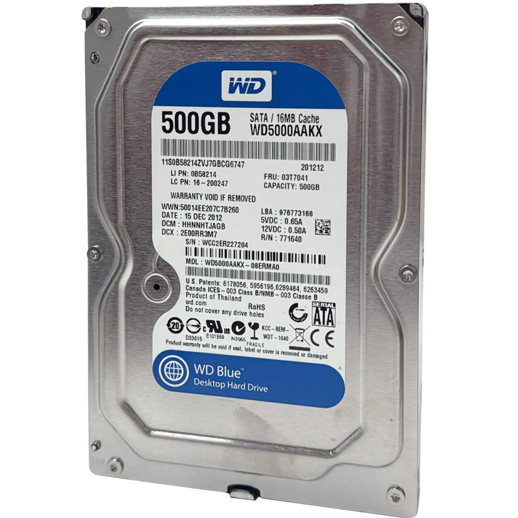500GB WD Blue 3.5" Interne Festplatte HDD - 7200 U/min (26mm) (Refurbished)