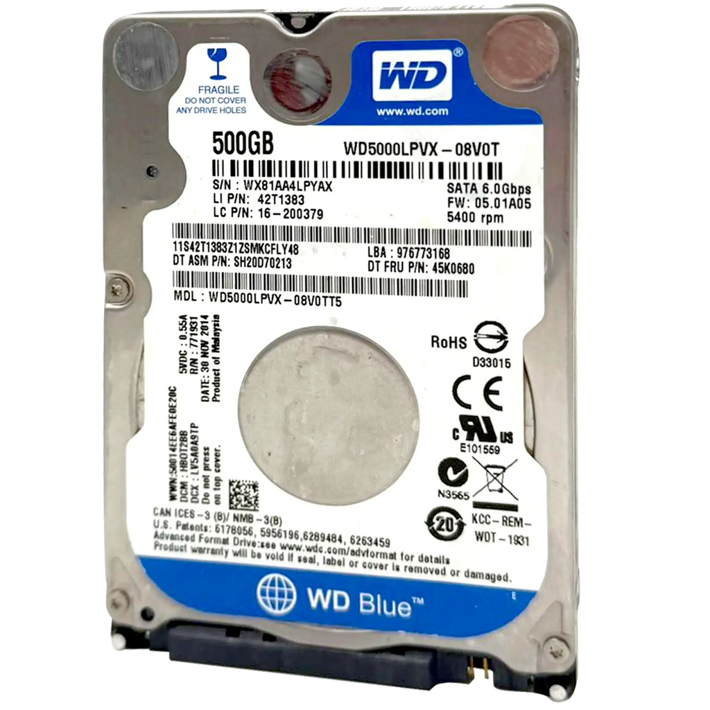 500GB WD Blue 2,5 Zoll interne Festplatte HDD - 5400 U/min (7mm) (Refurbished)