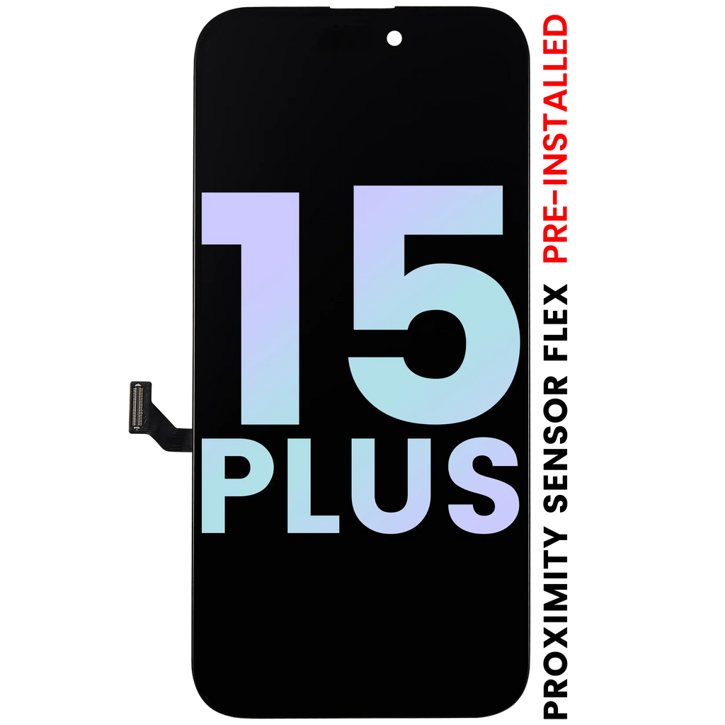 OLED display with pre-installed proximity sensor flex for iPhone 15 Plus (Service Pack)