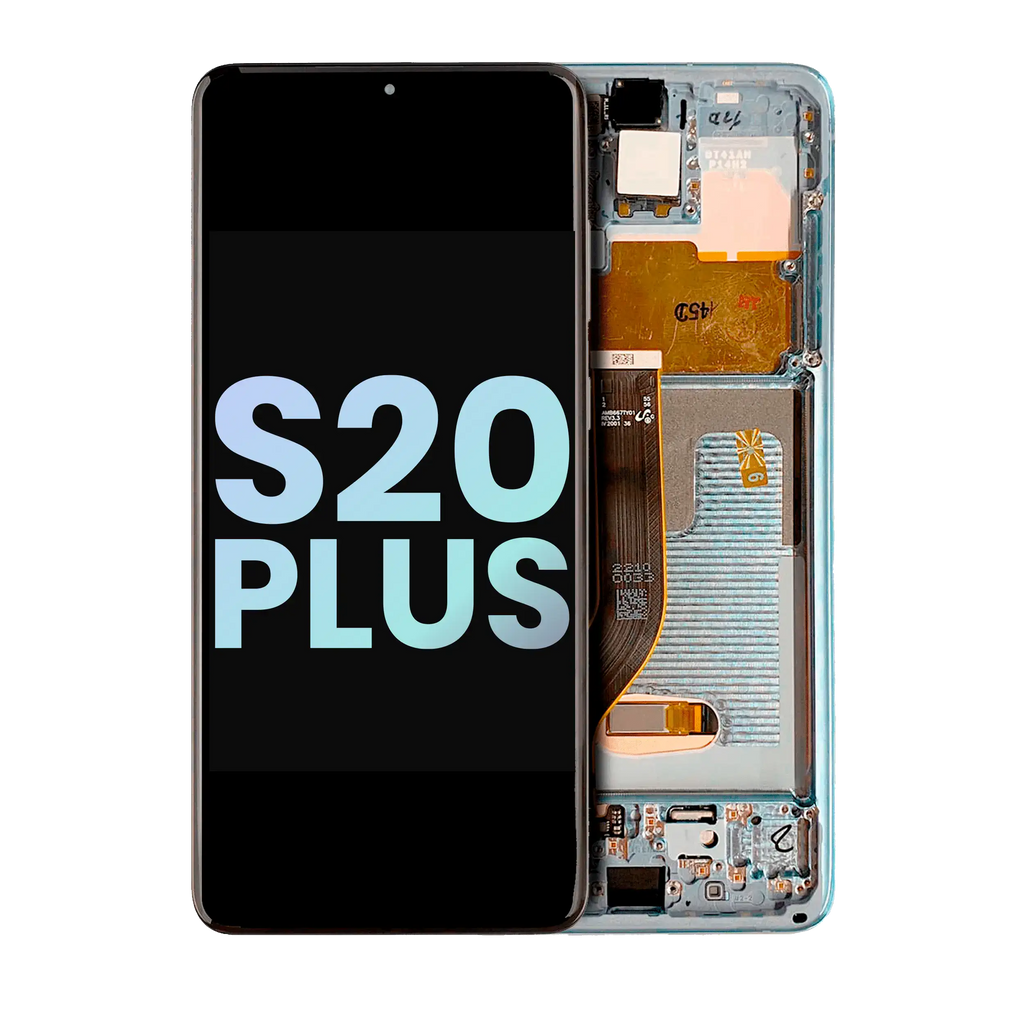OLED-Display mit Rahmen für Samsung Galaxy S20 Plus 5G (Svc Pack) (Cloud Blue)