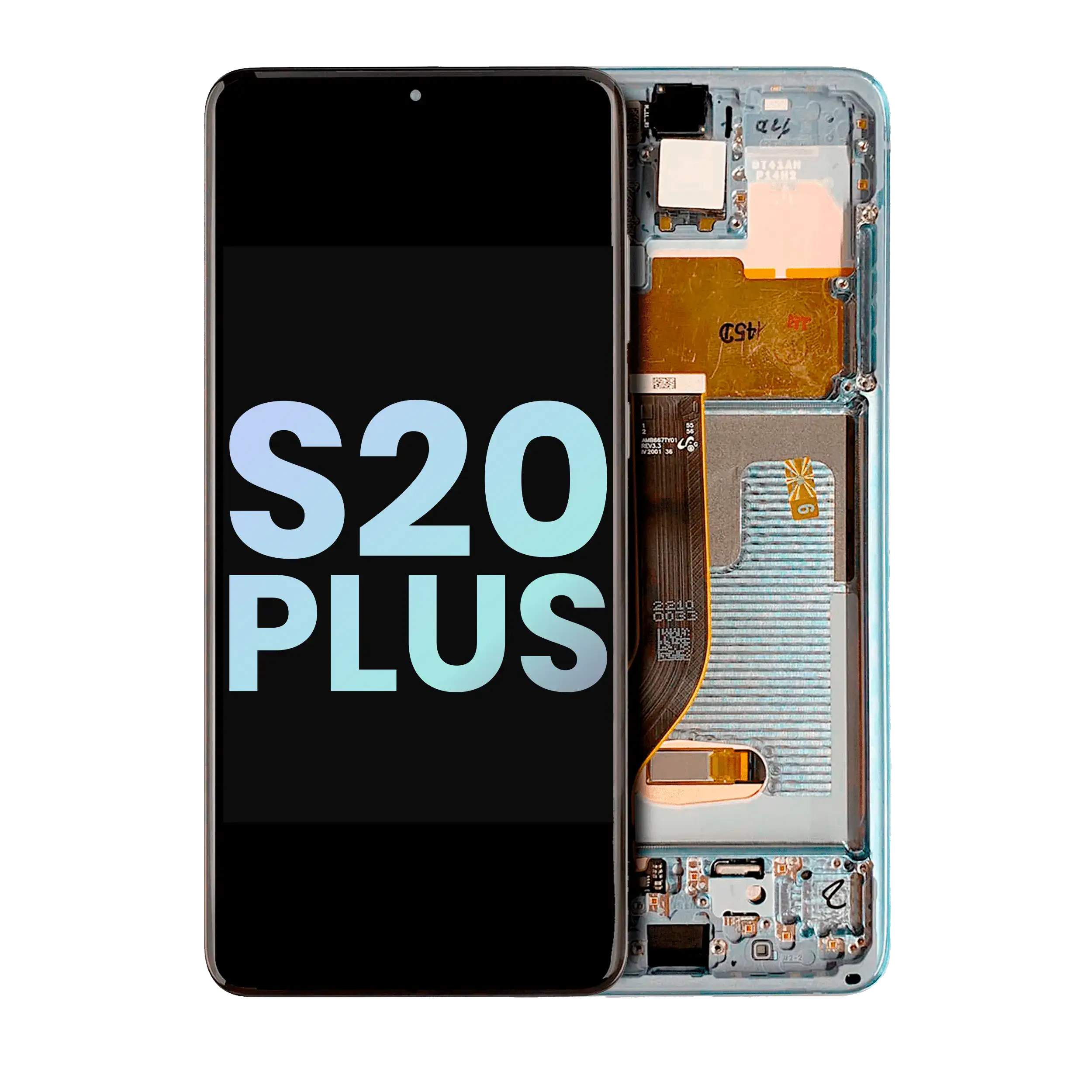 OLED-Display mit Rahmen für Samsung Galaxy S20 Plus 5G (Svc Pack) (Cloud Blue)