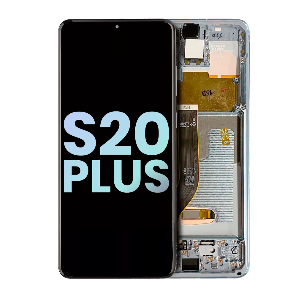 OLED-Display mit Rahmen für Samsung Galaxy S20 Plus 5G (Svc Pack) (Cloud White)