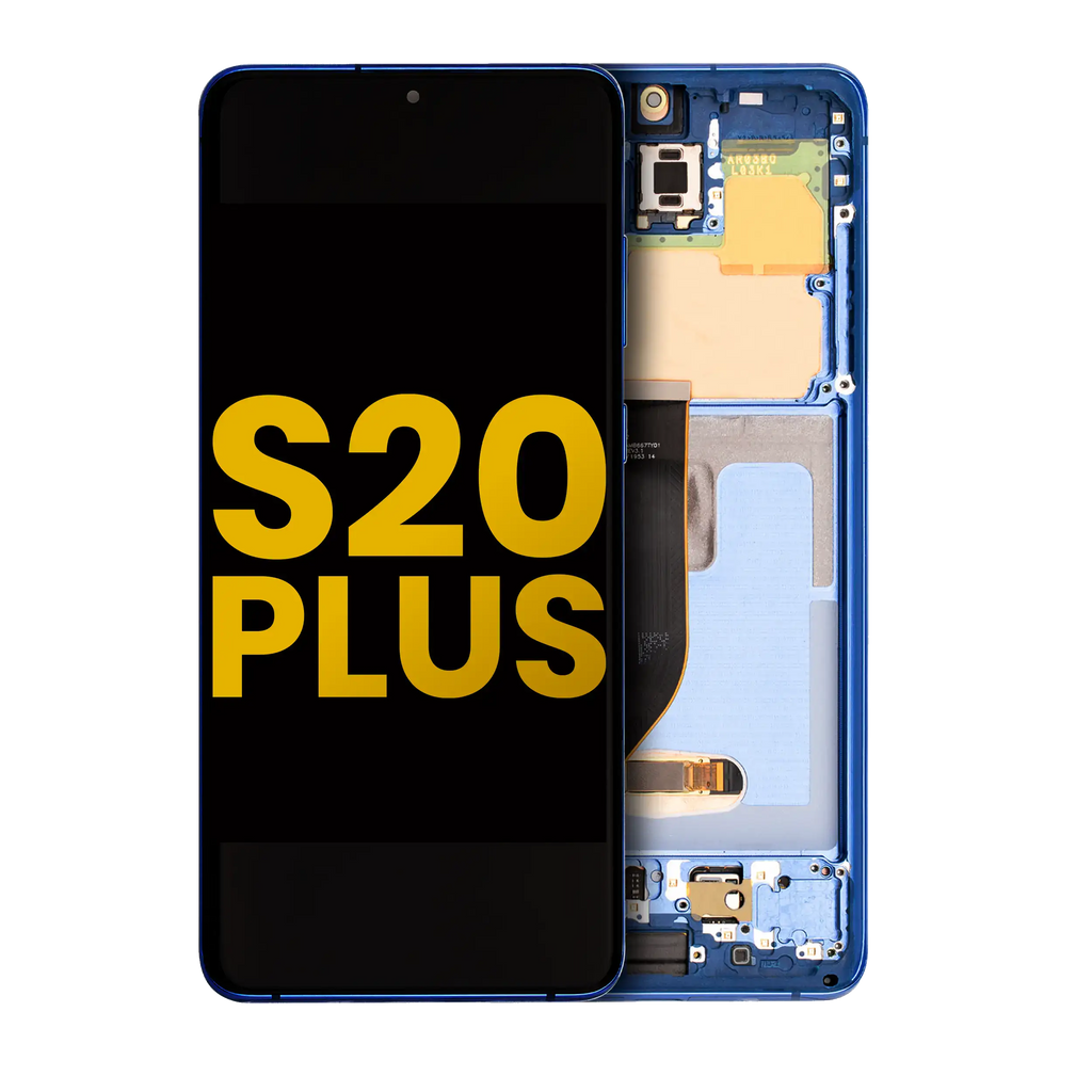 OLED-Display mit Rahmen für Samsung Galaxy S20 Plus 5G (Refurbished) (Aura Blue)