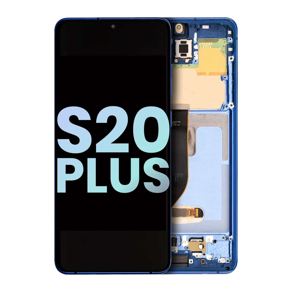 OLED-Display mit Rahmen für Samsung Galaxy S20 Plus 5G (Service Pack) Aura Blue