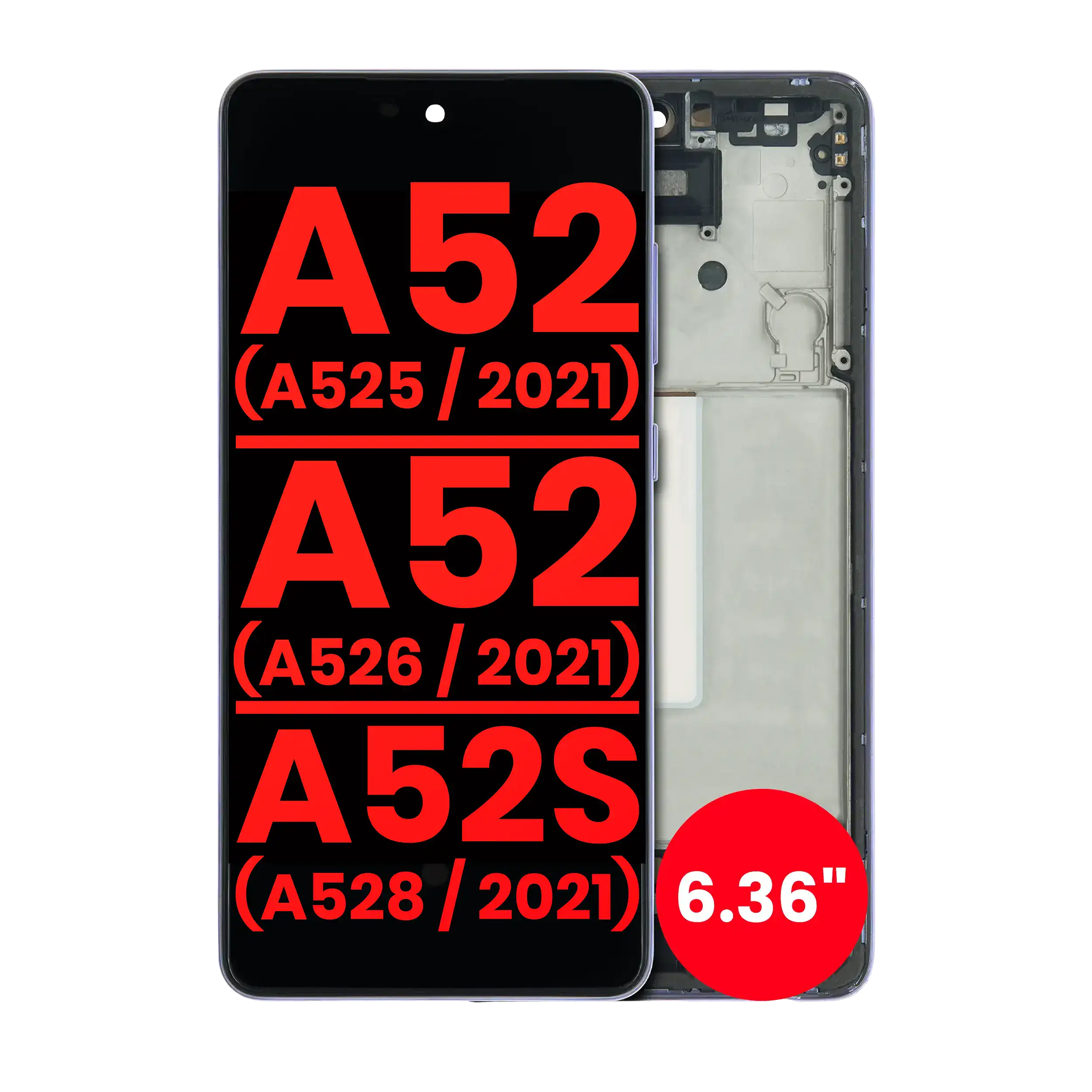 OLED Display with Frame for Samsung Galaxy A52 4G (A525/2021) / A52 5G (A526/2021) / A52S 5G (A528/2021) (6.36") (Aftermarket Plus) (Awesome Violet)