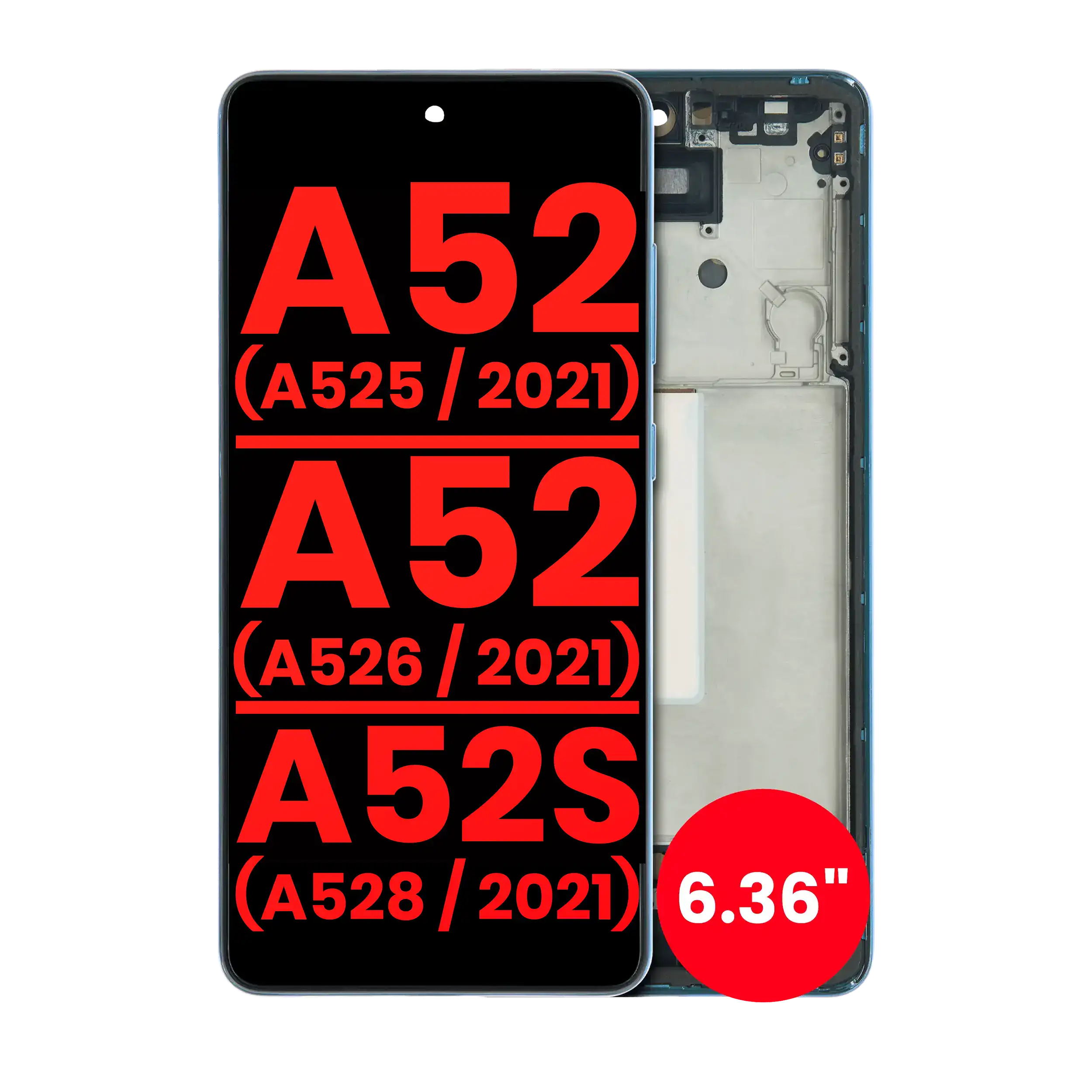 OLED Display with Frame for Samsung Galaxy A52 4G (A525 / 2021) / A52 5G (A526 / 2021) / A52S 5G (A528 / 2021) (6.36") (Aftermarket Plus) (Awesome Blue)