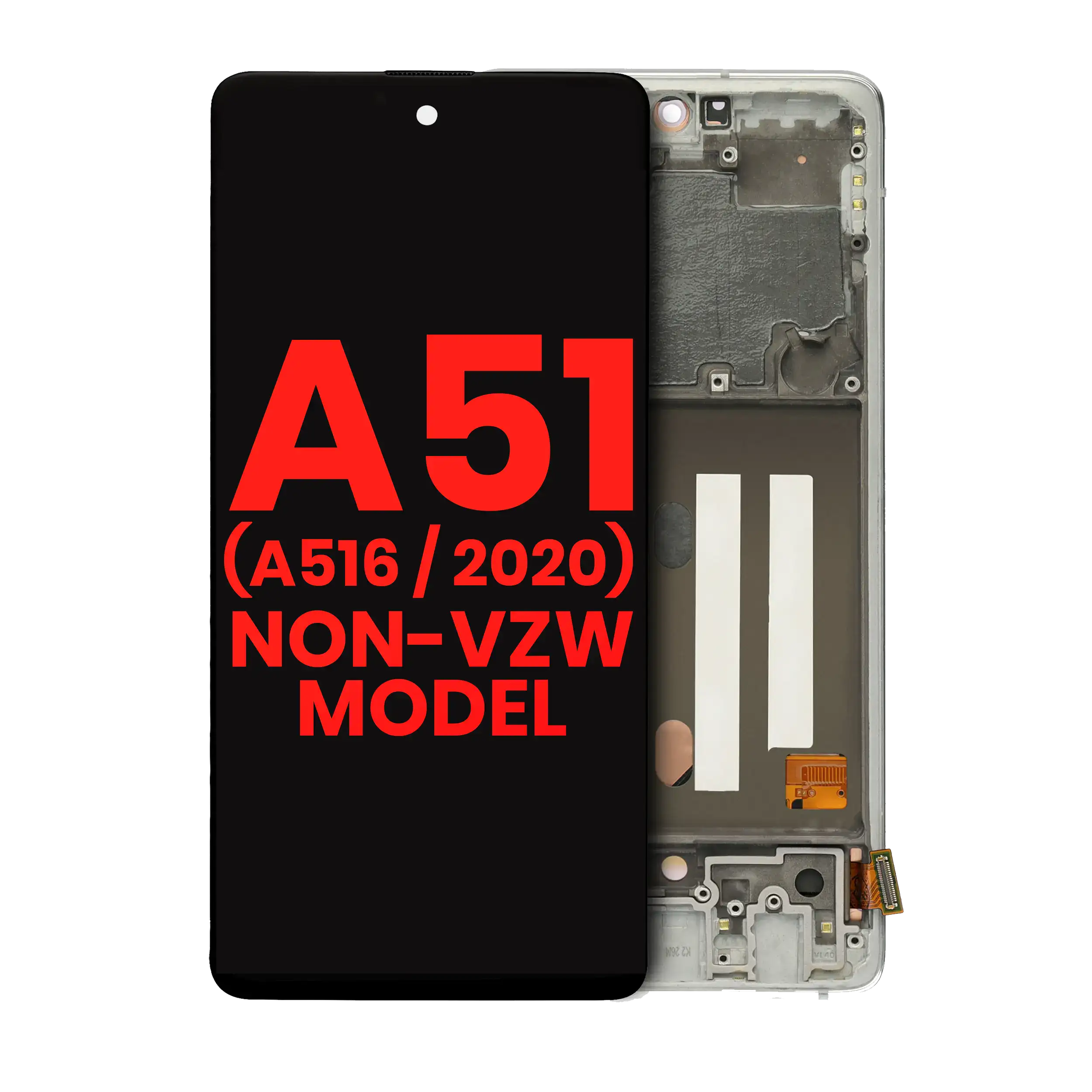 OLED-Display mit Rahmen für Samsung Galaxy A51 5G, Prism Cube White, Aftermarket