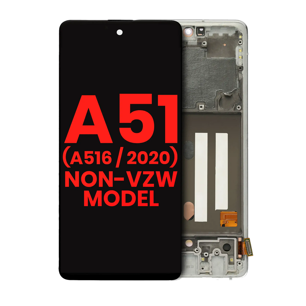 OLED Display with Frame for Samsung Galaxy A51 5G (A516 / 2020) (Non-Verizon 5G UW Frame) (6.46") (Aftermarket Plus) (Prism Cube White)