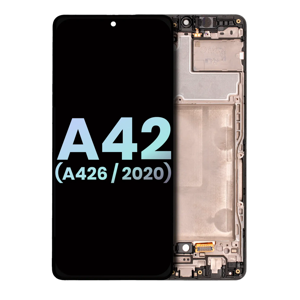 OLED-Display mit Rahmen für Samsung Galaxy A42 5G (Svc Pack) (Prism Dot Black)
