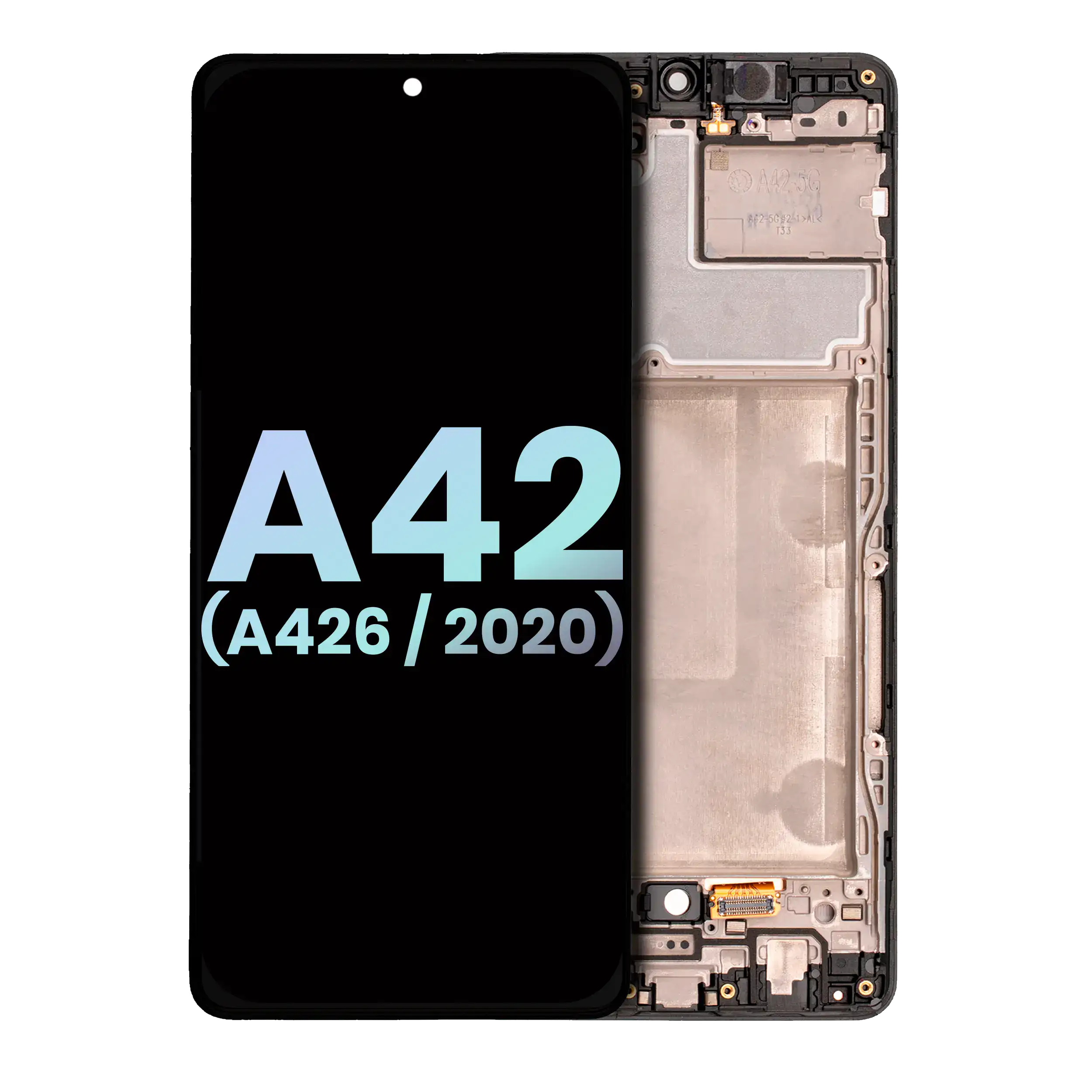 OLED-Display mit Rahmen für Samsung Galaxy A42 5G (Svc Pack) (Prism Dot Black)