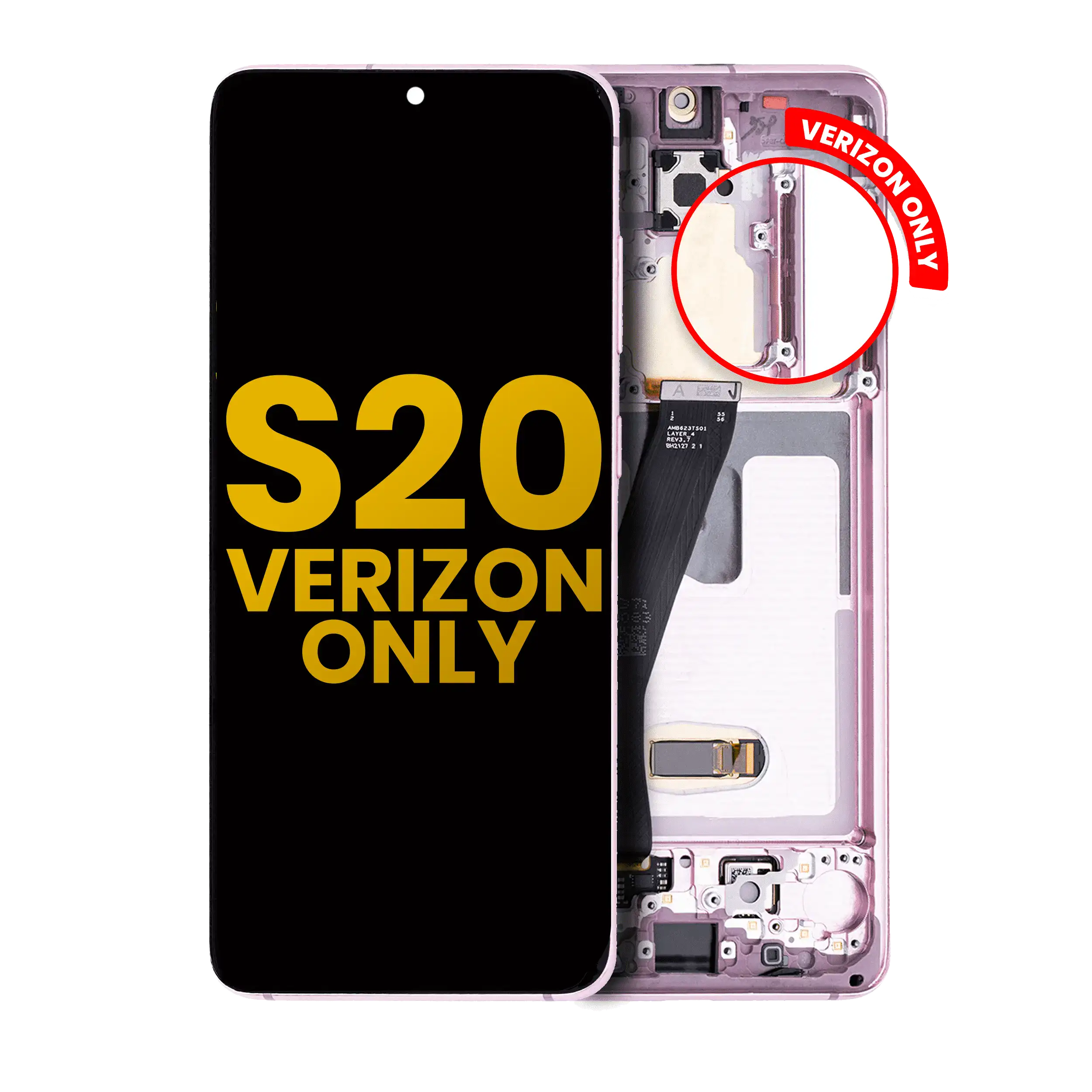 OLED Display with Frame for Samsung Galaxy S20 5G (Verizon 5G UW Frame Only) – Cloud Pink (Refurbished)