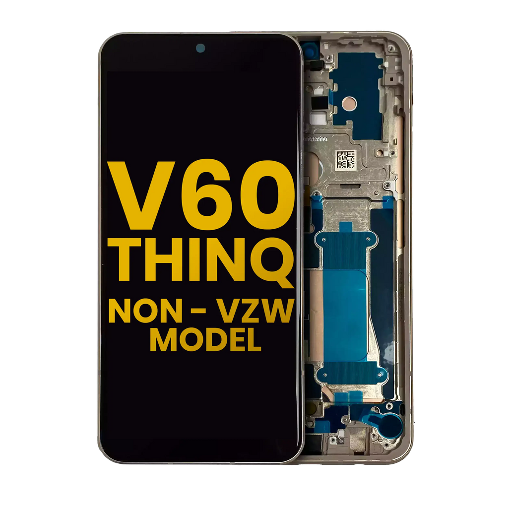 OLED Display with Frame for LG V60 ThinQ 5G (Not Verizon 5G UW) (Refurbished) (Classy Blue / Gold Frame)