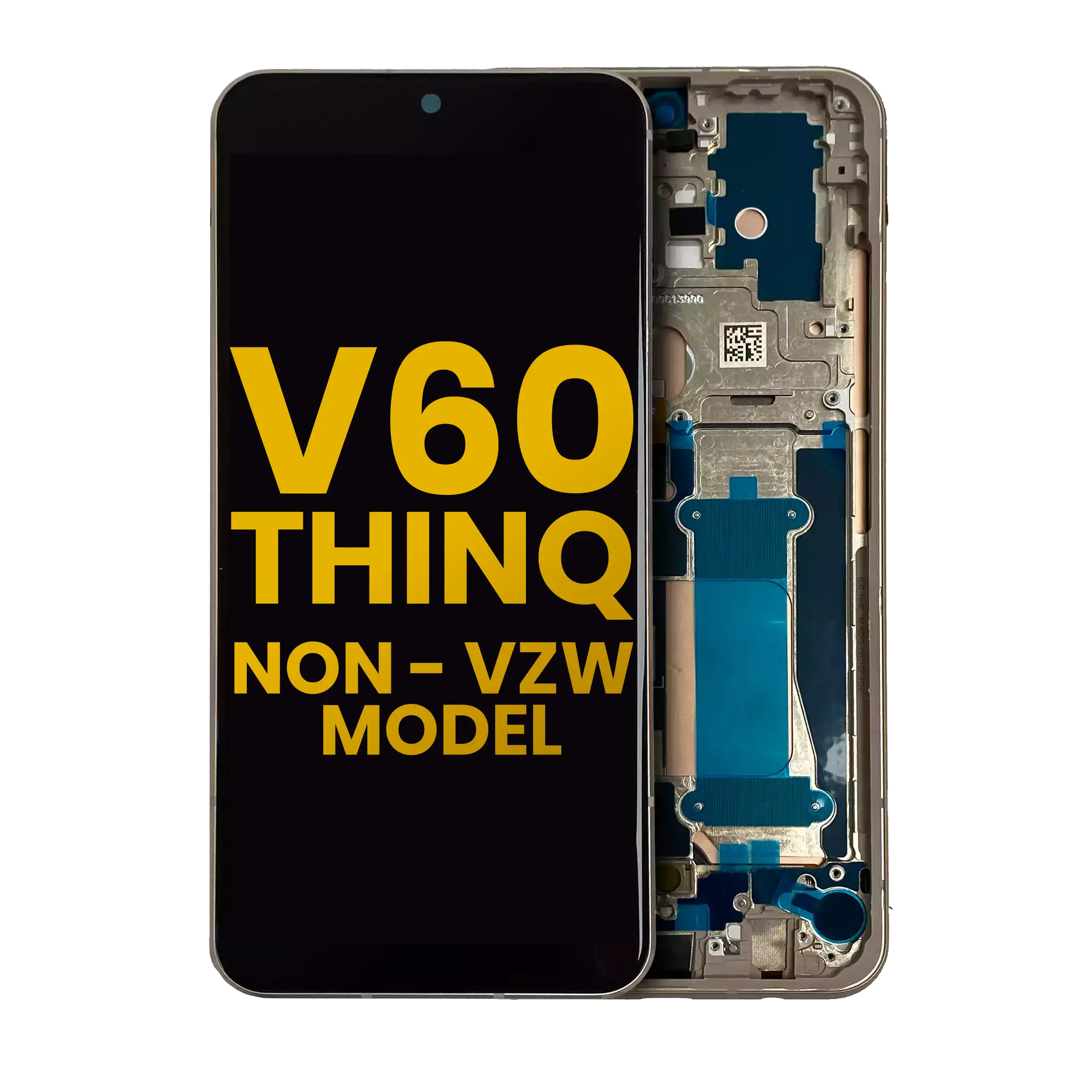 OLED Display with Frame for LG V60 ThinQ 5G (Not Verizon 5G UW) (Refurbished) (Classy Blue / Gold Frame)