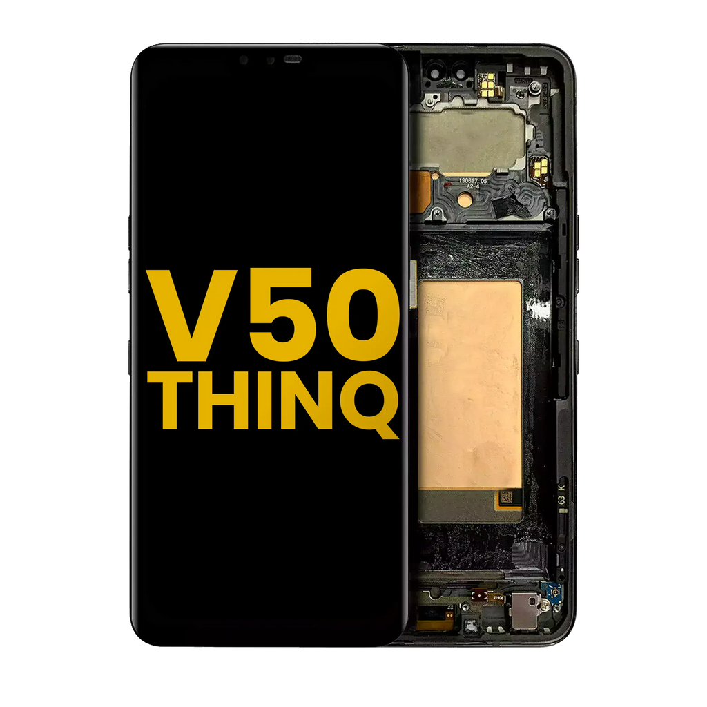 OLED-Display mit Rahmen für LG V50 ThinQ 5G (US-Version) (Refurb.) (Aurora Black