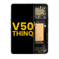 OLED-Display mit Rahmen für LG V50 ThinQ 5G (US-Version) (Refurb.) (Aurora Black