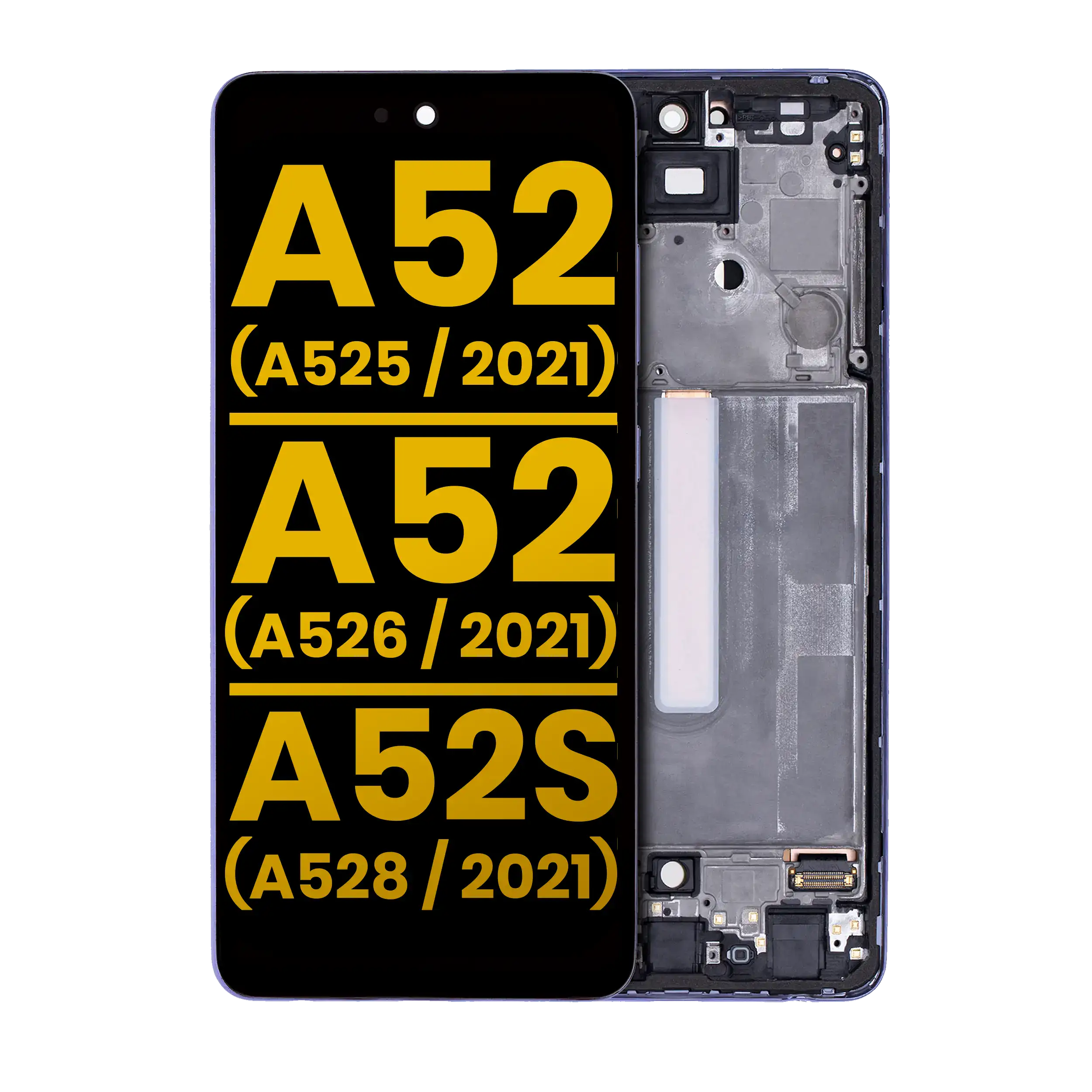OLED-Display mit Rahmen für Samsung Galaxy A52 Serie (Refurbished) Violett
