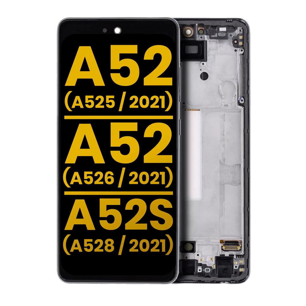 OLED Display with Frame for Samsung Galaxy A52 4G (A525 / 2021) / A52 5G (A526 / 2021) / A52S 5G (A528 / 2021) (Refurbished) (Awesome White)