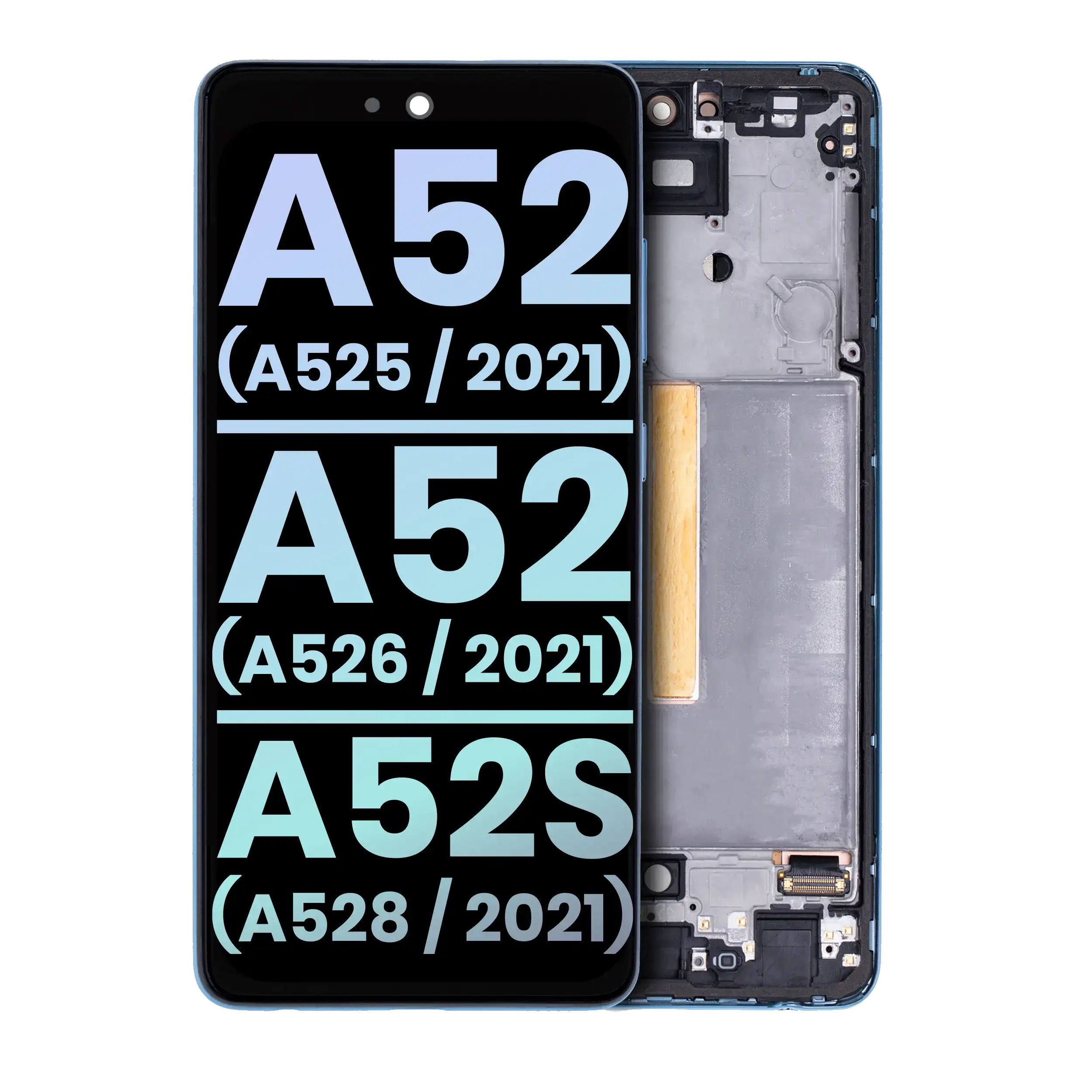 OLED-Display mit Rahmen für Samsung Galaxy A52 Serie (Service Pack, Blau)